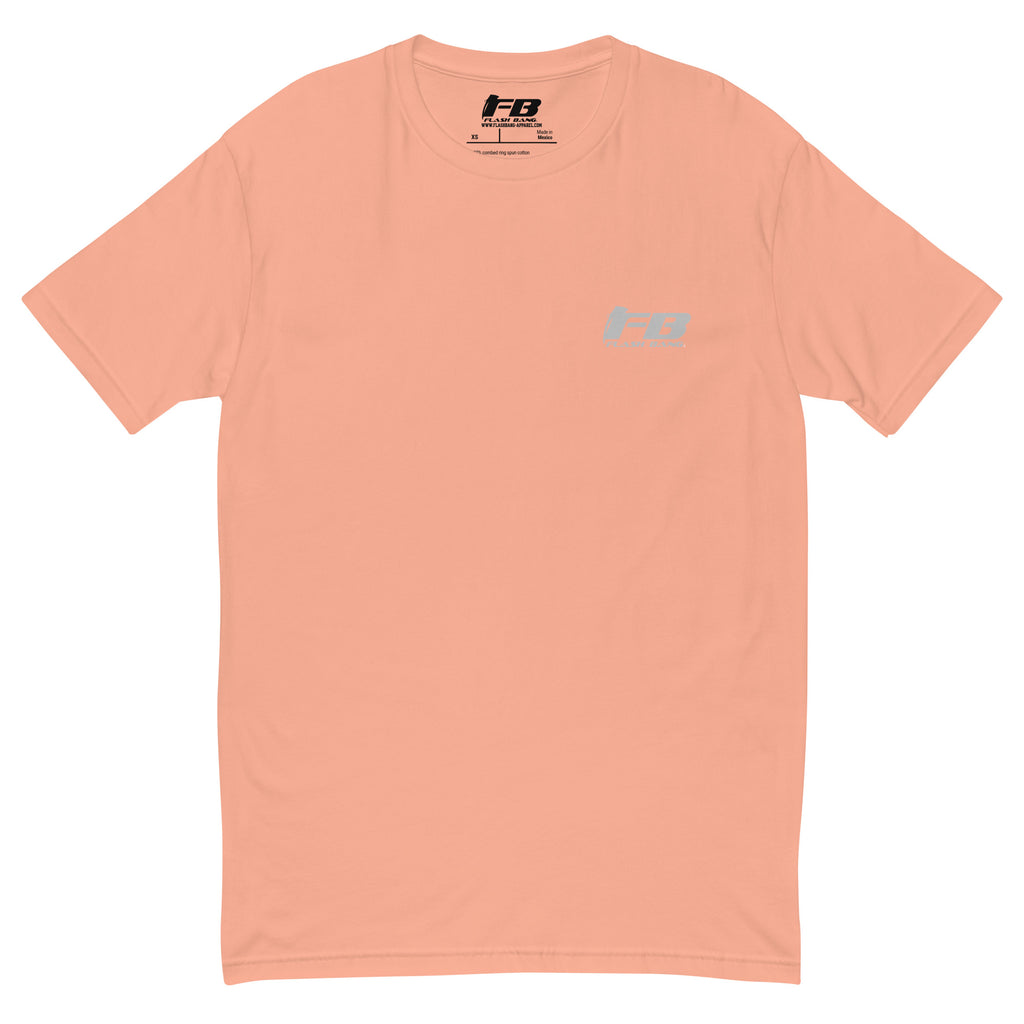 Courage T-shirt with sword and wings graphic, honoring brave soldiers - Front View - Desert Pink with Flashbang Text