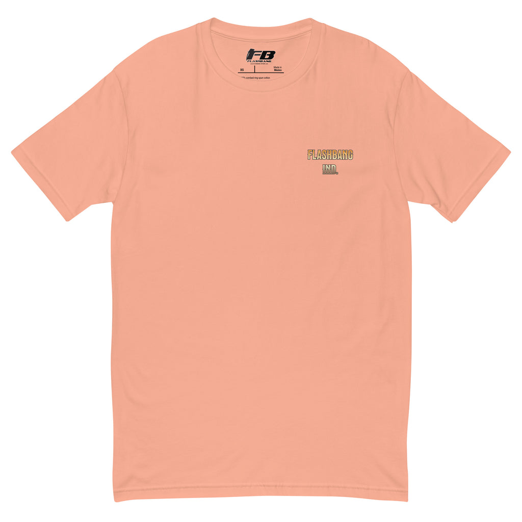 Blessed are the Peacemakers Lite T-shirt with Western design, honoring those who serve and protect with strength and pride - Front View - Desert Pink with Flashbang Text