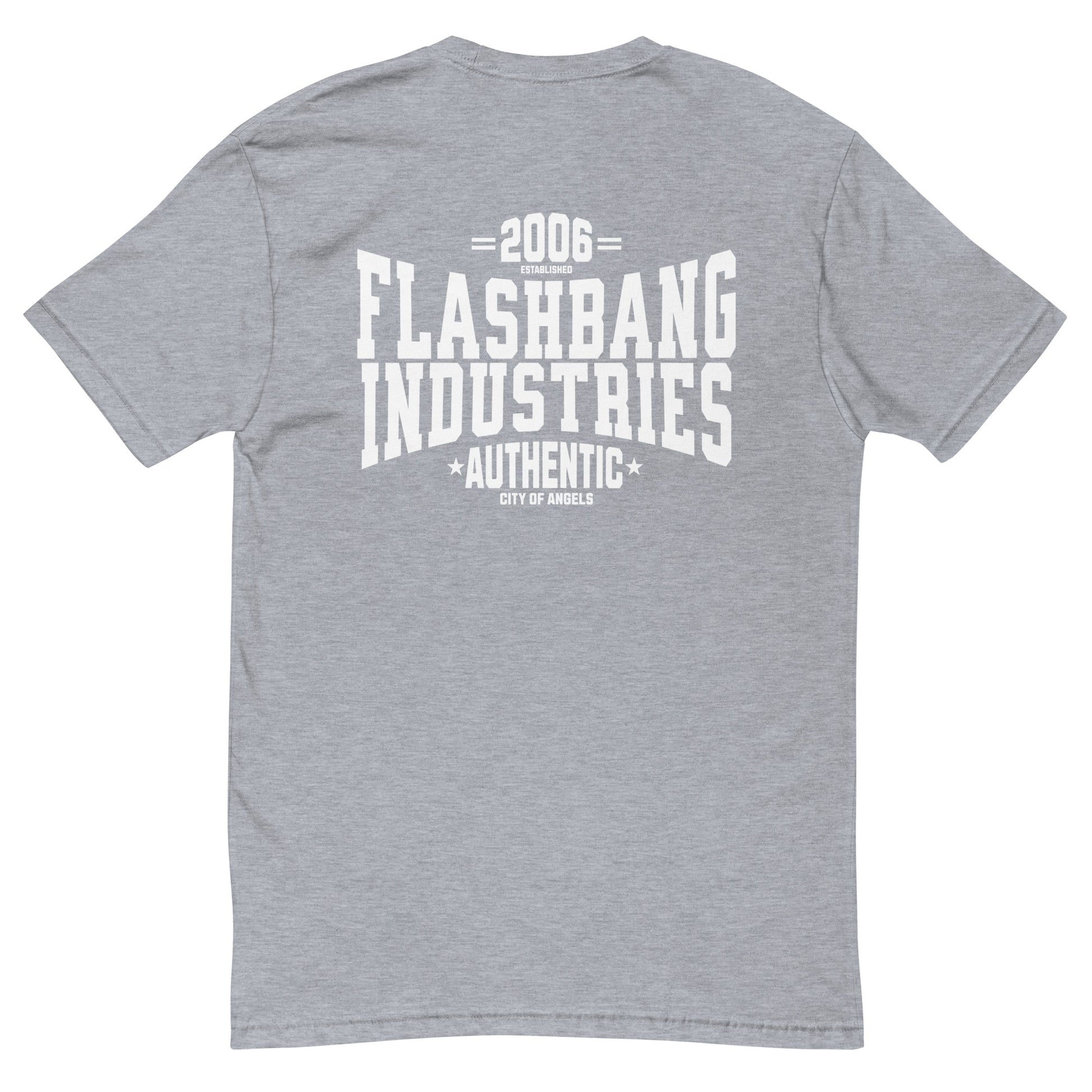 Authentic White T-shirt with bold letter print, designed for comfort and durability, perfect for those who love authentic graphic shirts - Back View - Heather Grey