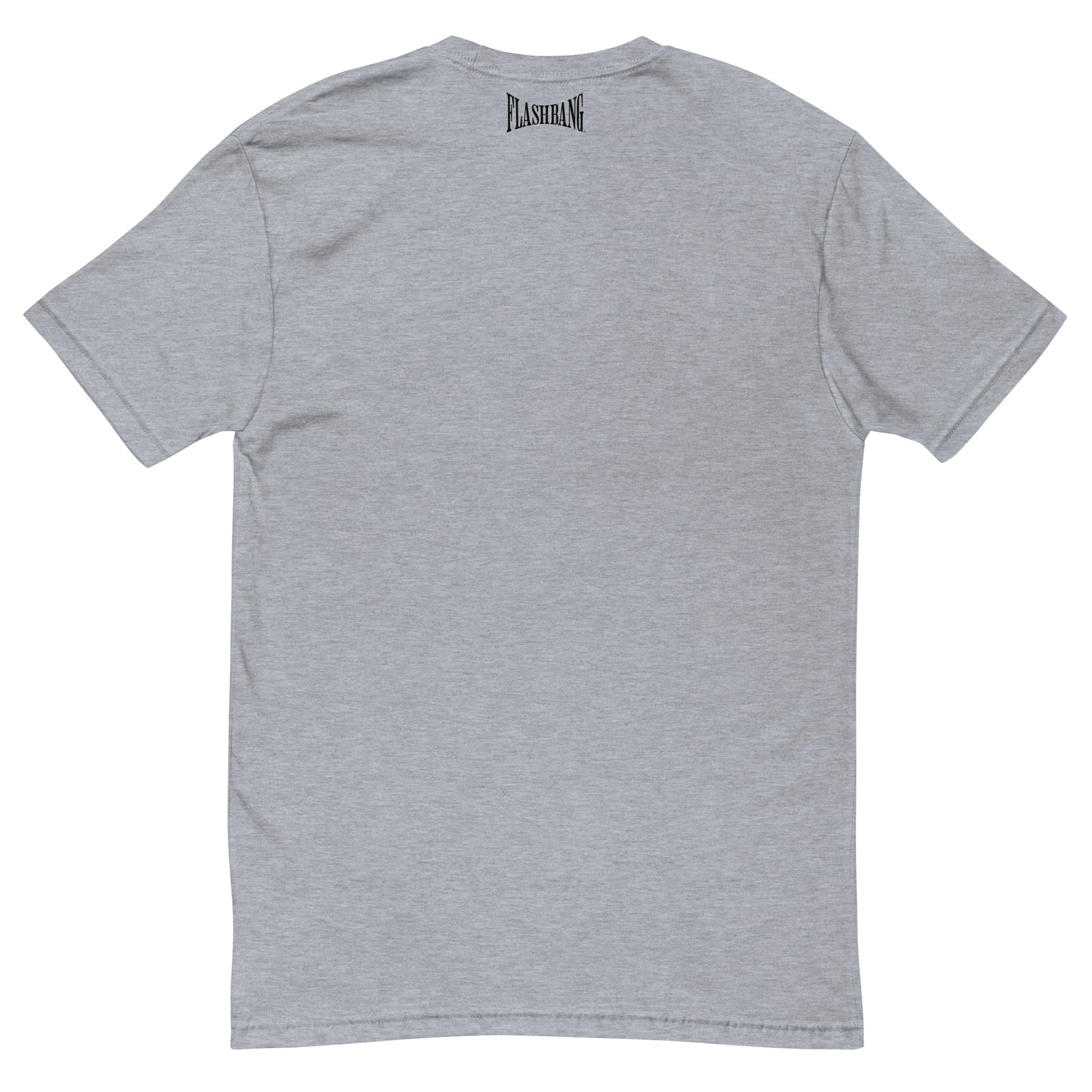 Flashbang Warp Black Logo T-shirt - Military Tribute Design for Veterans and Patriotic Supporters - Front View -  Heather Grey