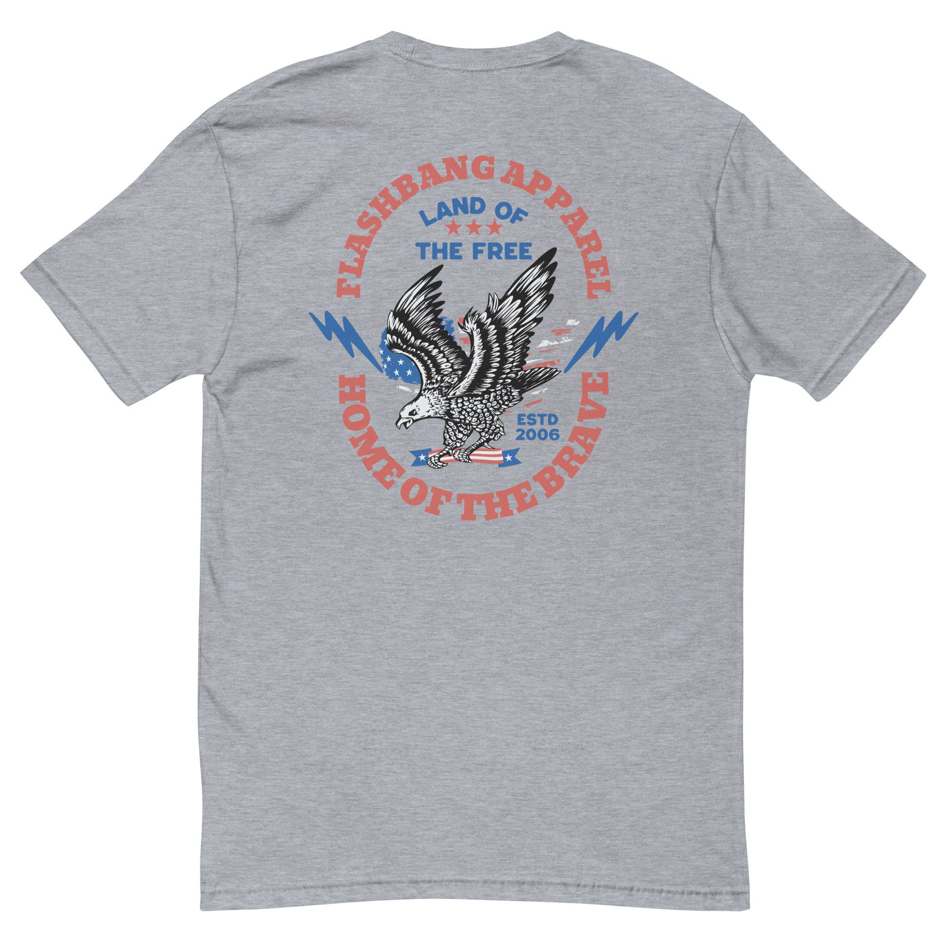Home of the Brave T-shirt with an eagle  - Back View - Heather Grey
