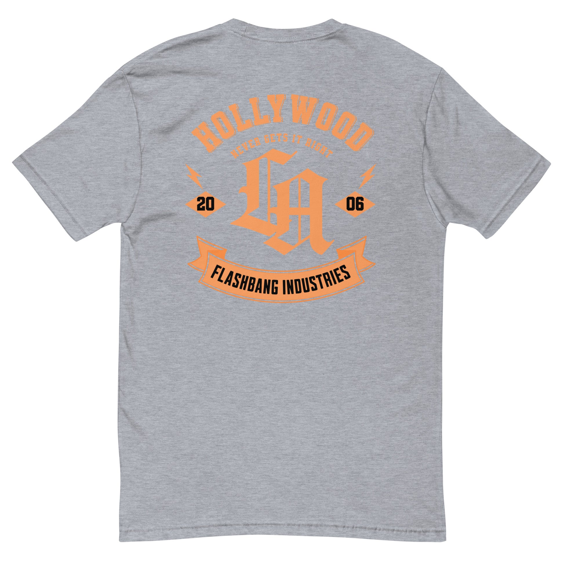 Hollywood Never Gets It Right T-shirt featuring a bold LA graphic and Hollywood vintage tees - Back View - Heather Grey