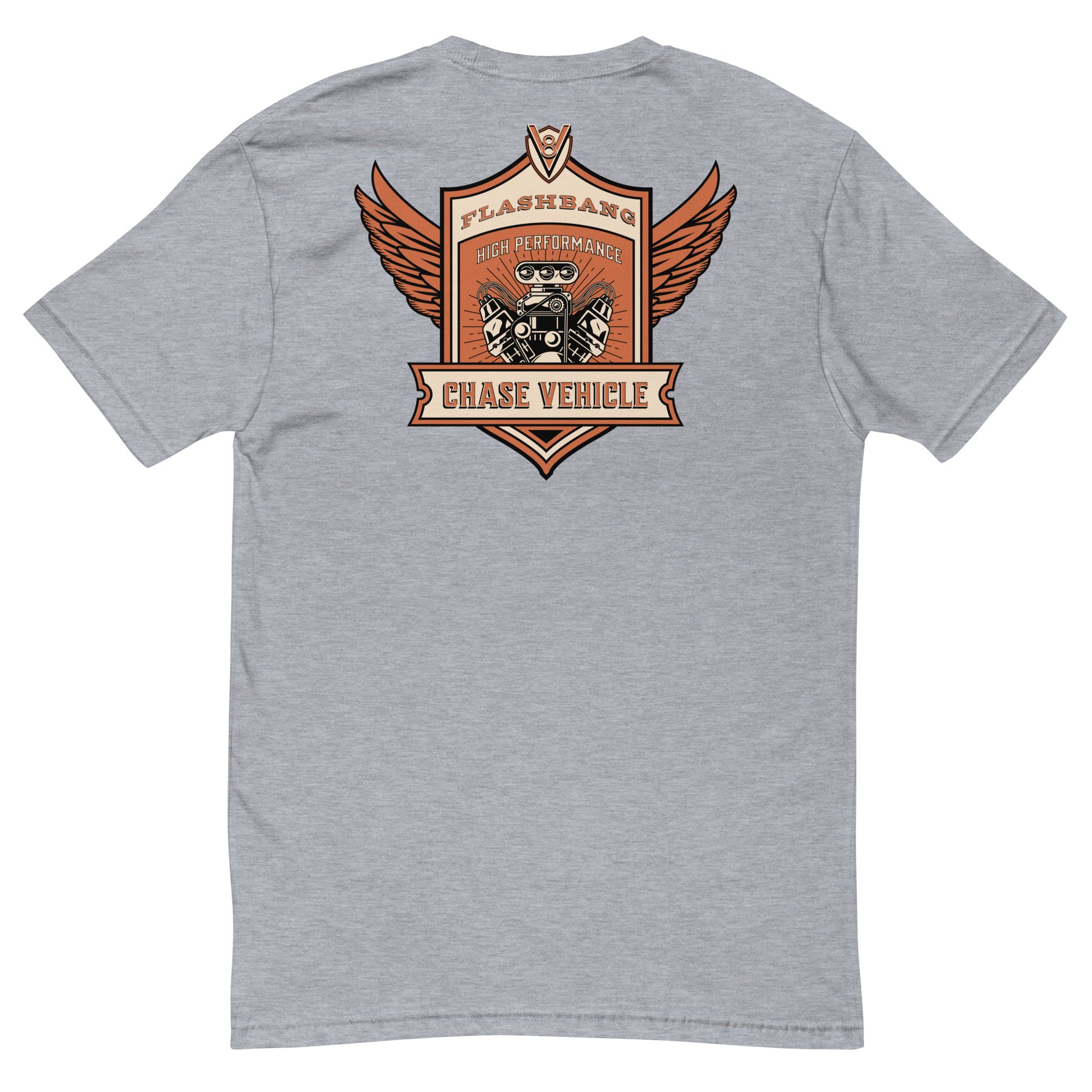 Chase Vehicle Lite T-shirt, police-inspired design symbolizing duty and pride - Back View - Heather Grey