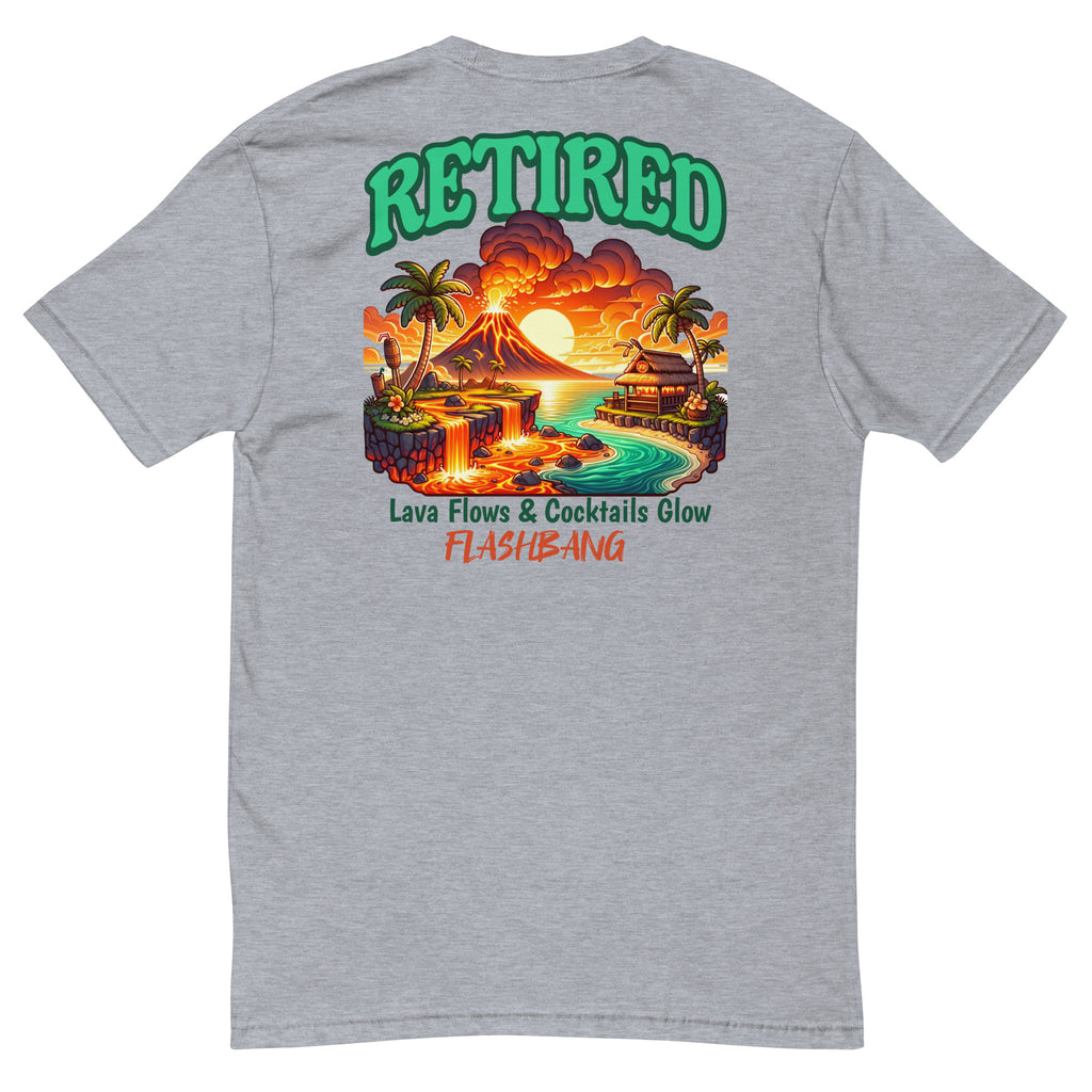 Retired Lite T-Shirt with bold graphic design, perfect retirement tee shirt for veterans - Back View - Heather Grey