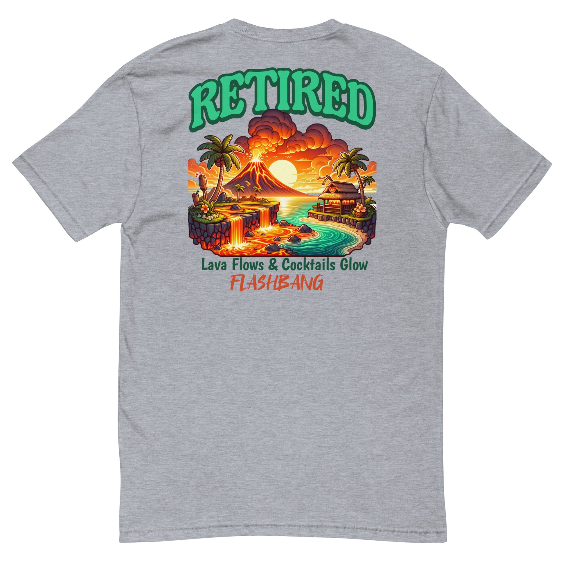 Retired Lite T-Shirt with bold graphic design, perfect retirement tee shirt for veterans - Back View - Heather Grey