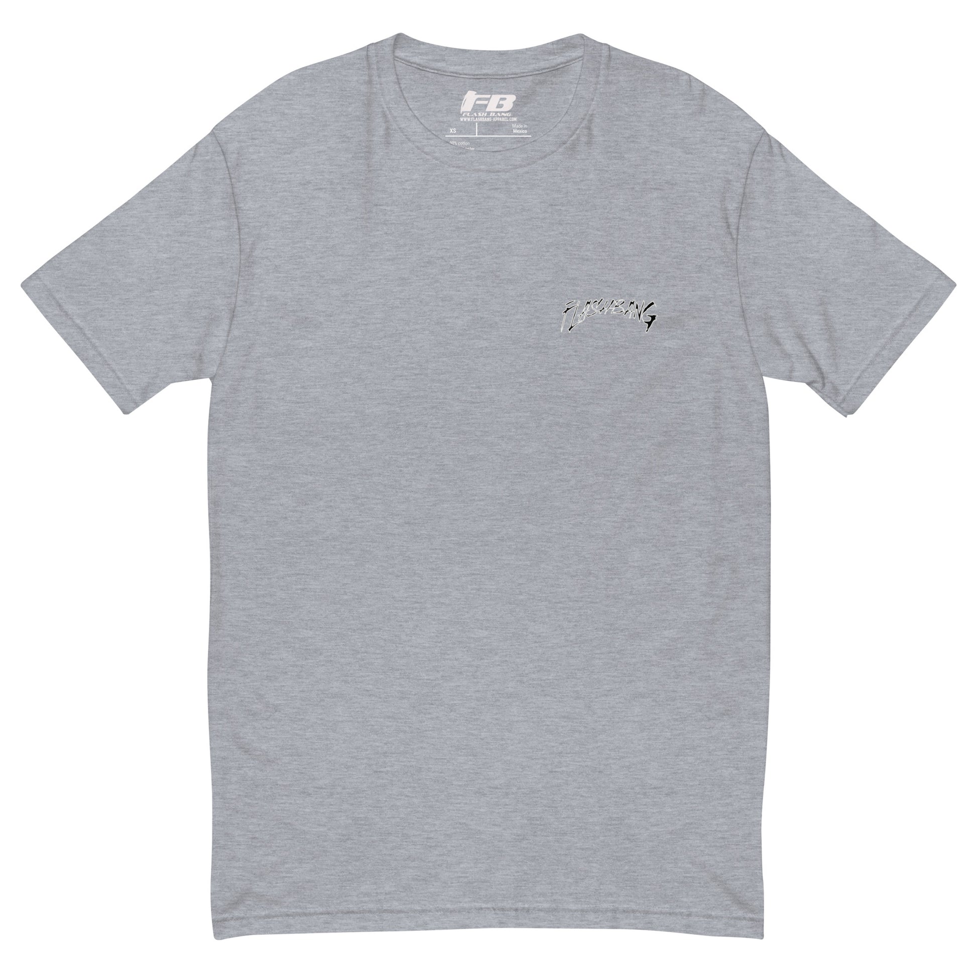 LA Lost Souls T-shirt with skeleton design, embodying streetwear LA style and honoring veterans - Front View - Heather Grey with Flashbang Text