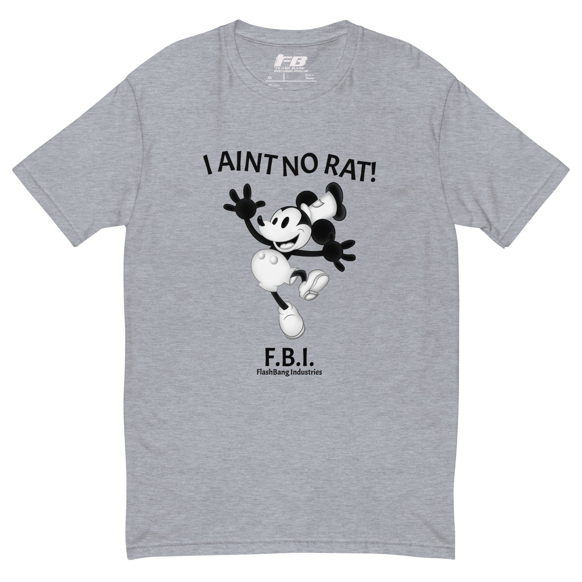 No Rat T-shirt with funny police quote and short one-liner, great for law enforcement humor and loyalty-themed apparel - Back View - Heather Grey