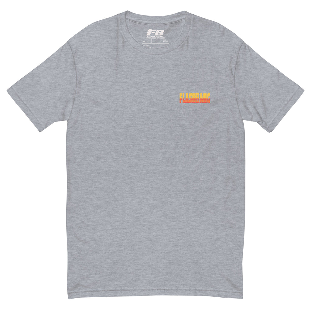 Banditos T-shirt – Skull Design for Men – Patriotic Style - Front View - Heather Grey with Flashbang Text
