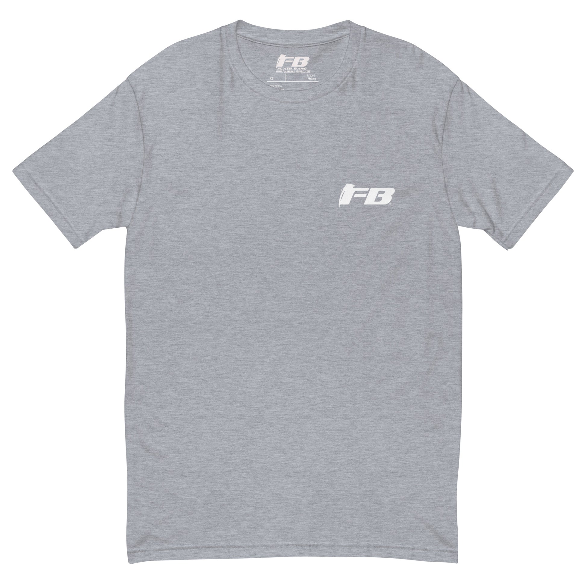 Cop Boxing T-shirt with police graphic design, perfect for men who want a bold and durable cop tee with boxing theme - Front  View - Heather Grey with Flashbang Text