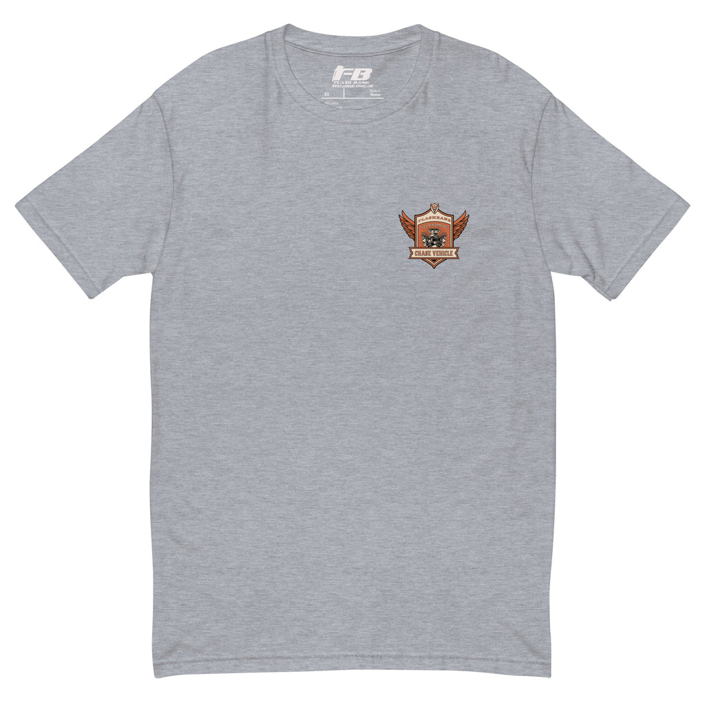 Chase Vehicle T-shirt, police graphic tee designed for men with pride and purpose - Front View - Heather Grey with Chase Vehicle Logo
