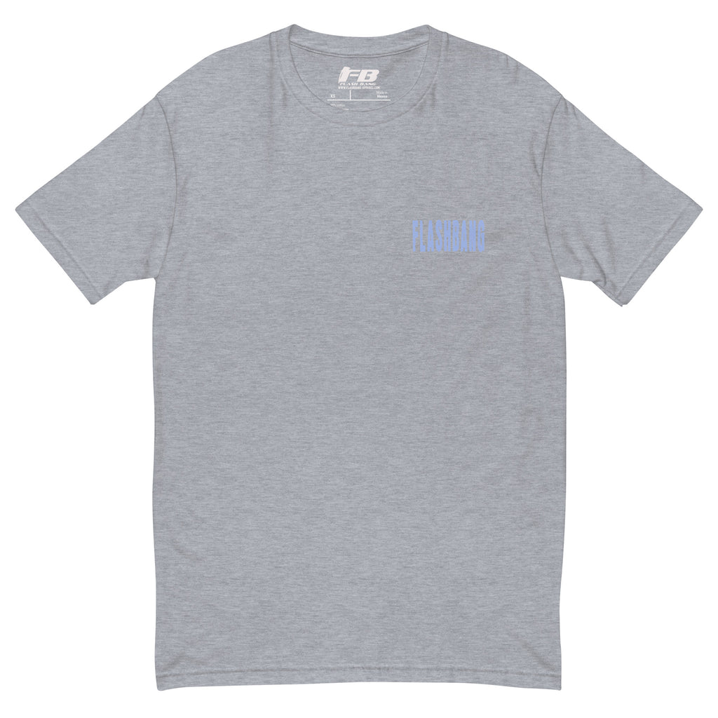 Beast Mode T-shirt with a gorilla graphic, designed as a fitness motivation shirt for gym-goers and muscle tee lovers - Front View - Heather Grey with Flashbang Text