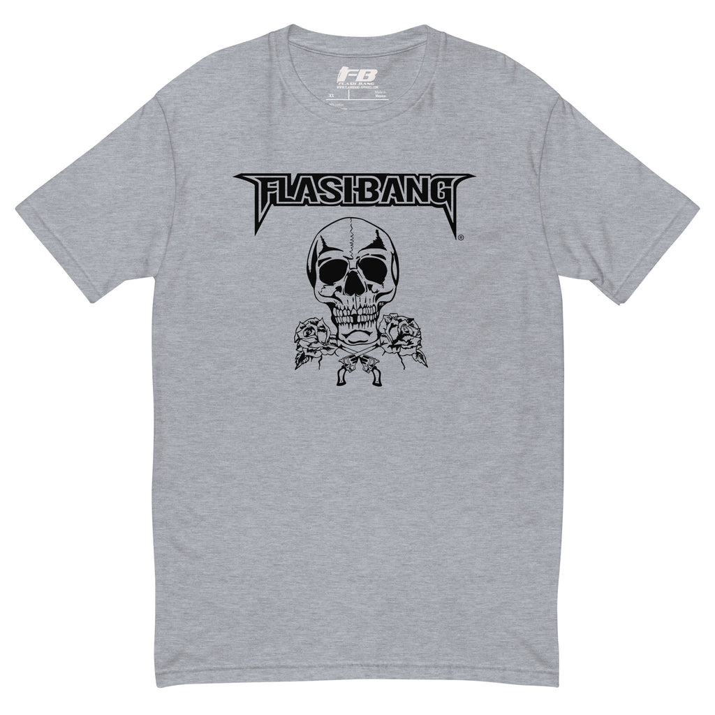 Skull and Roses RS Lite T-shirt featuring bold skull graphic with roses - Front View - Heather Grey