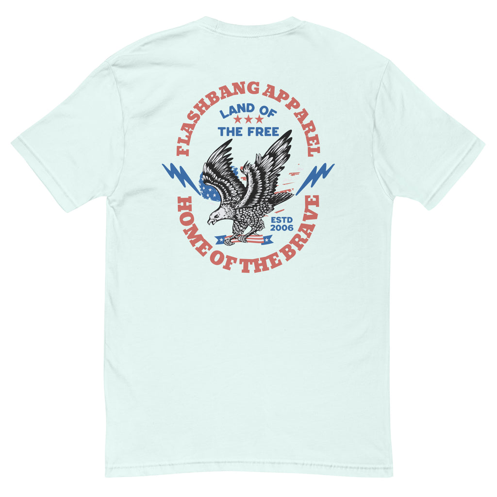 Home of the Brave T-shirt with an eagle  - Back View - Light Blue