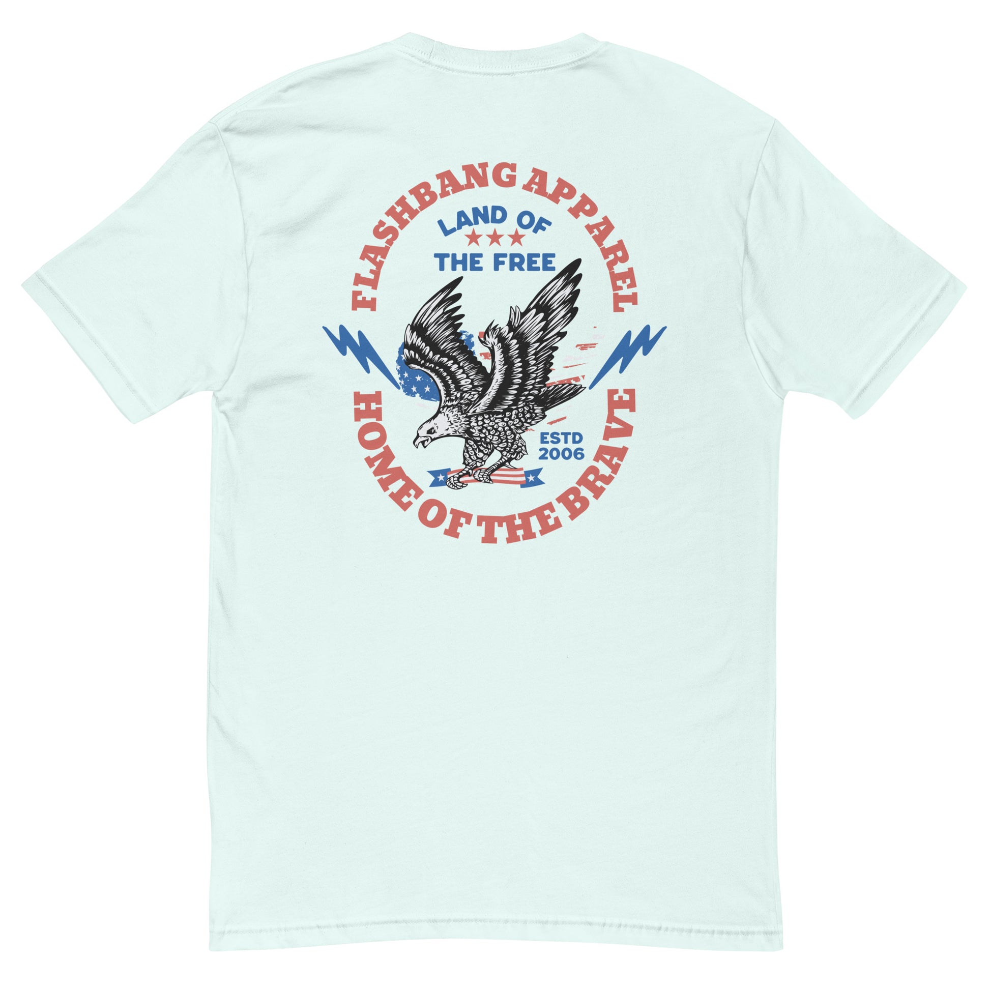 Home of the Brave T-shirt with an eagle  - Back View - Light Blue