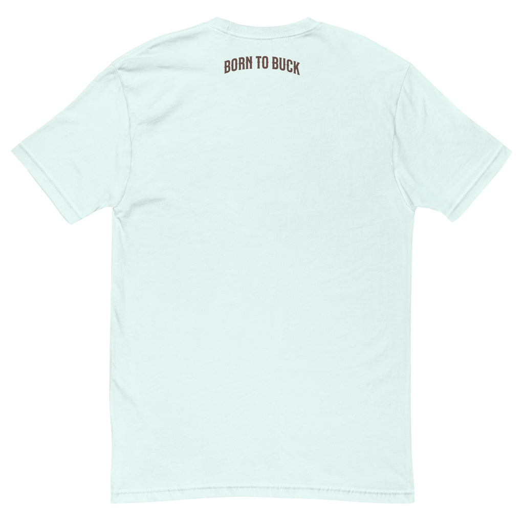 Born to Buck Lite T-shirt featuring a western cowboy graphic - Back View - Light Blue with Born To Buck Text