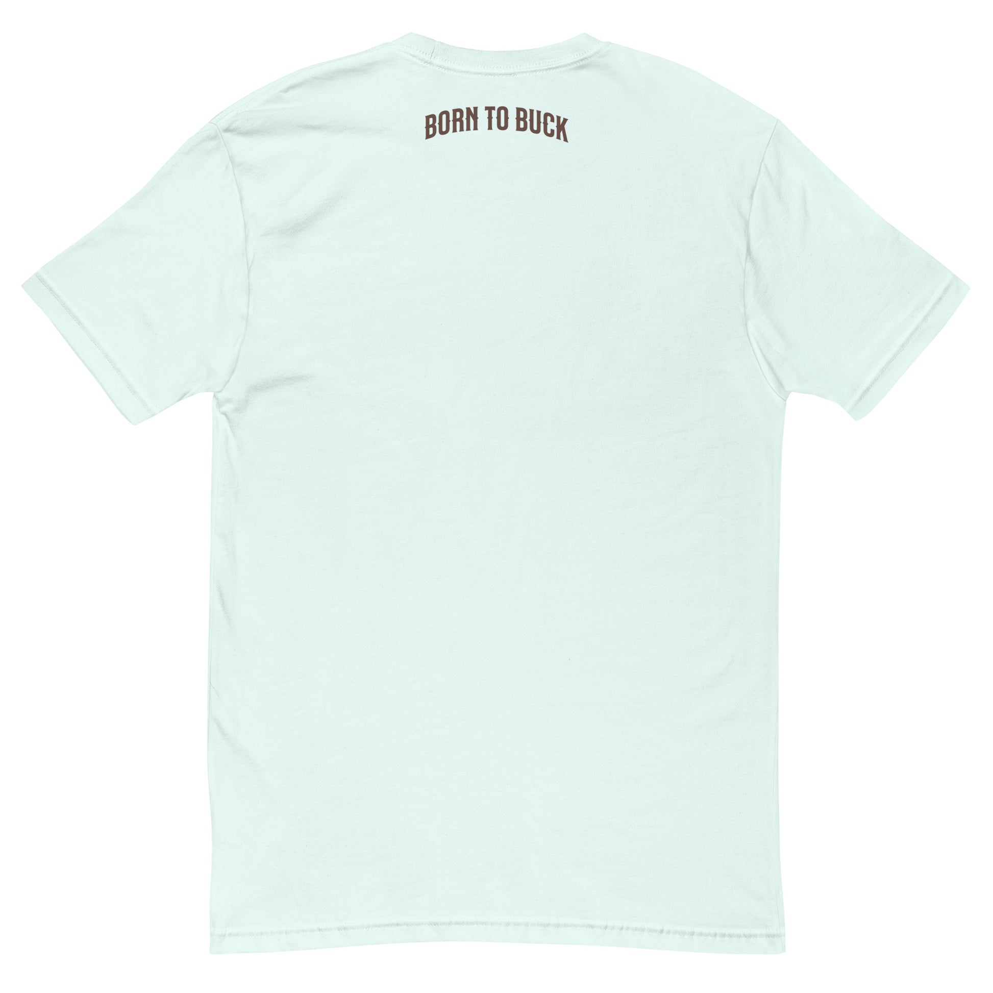 Born to Buck Lite T-shirt featuring a western cowboy graphic - Back View - Light Blue with Born To Buck Text