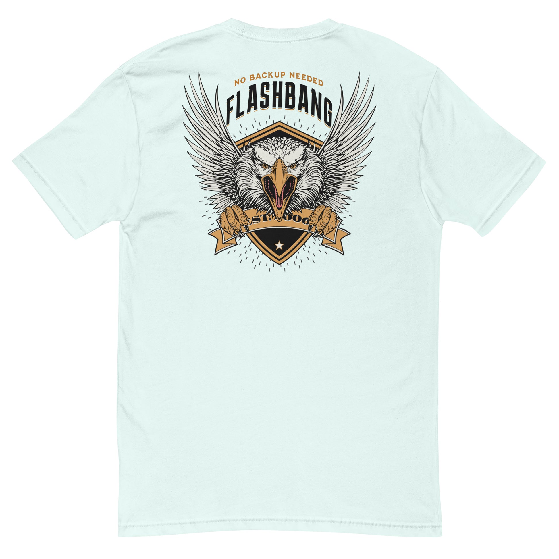 No Backup Needed Lite T-shirt featuring American eagle design - Back View - Light Blue