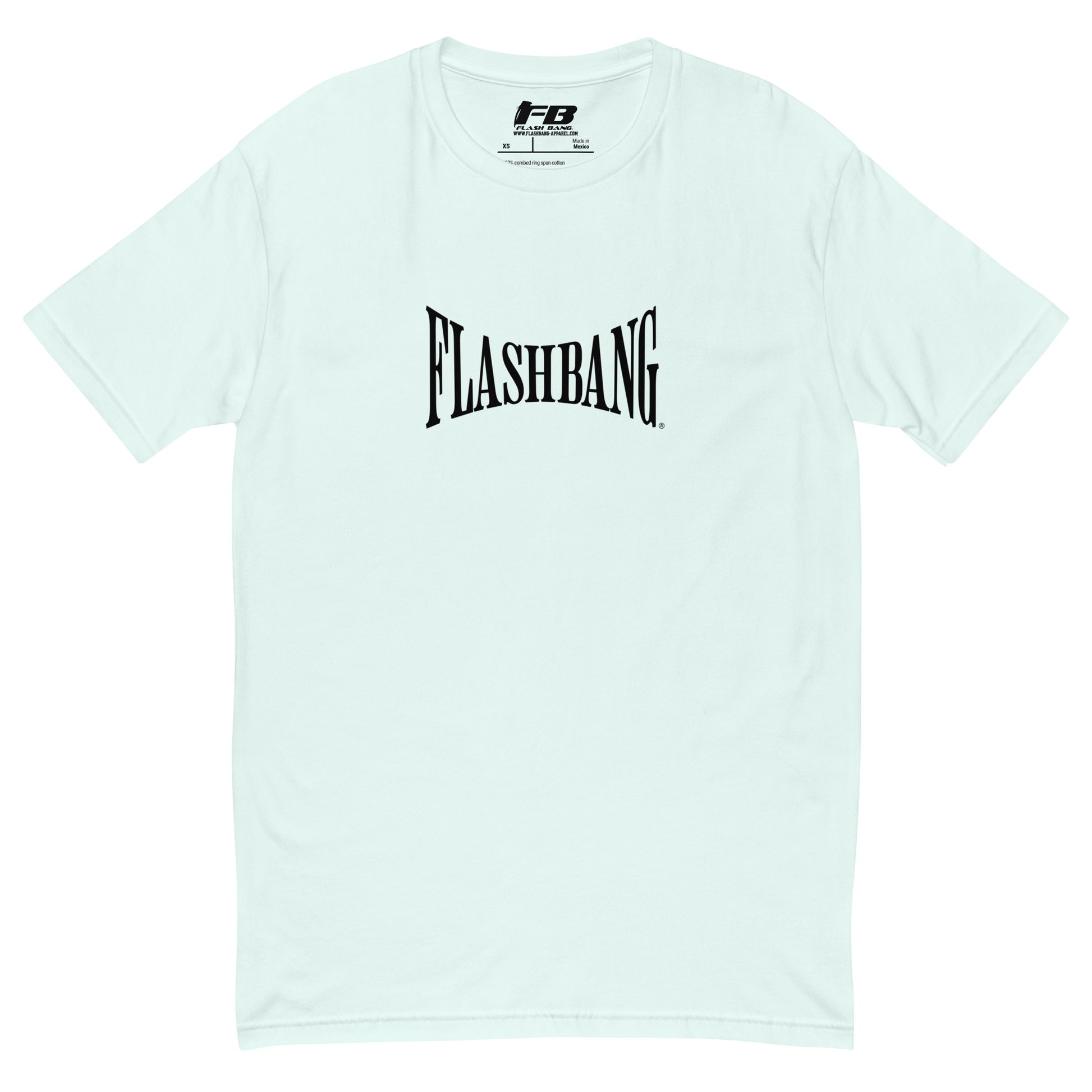 Flashbang Warp Black Logo T-shirt - Military Tribute Design for Veterans and Patriotic Supporters - Front View -  Light Blue