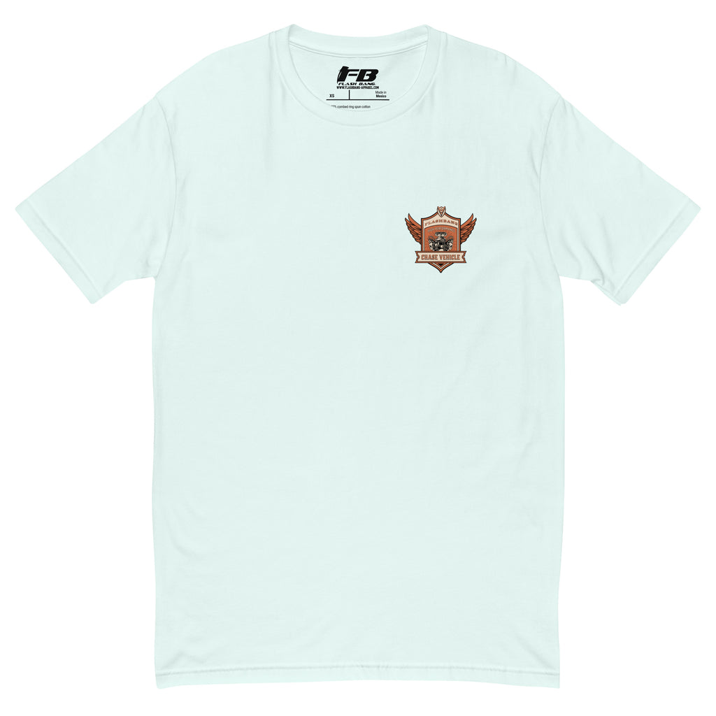Chase Vehicle T-shirt, police graphic tee designed for men with pride and purpose - Front View -  Light Blue with Chase Vehicle Logo