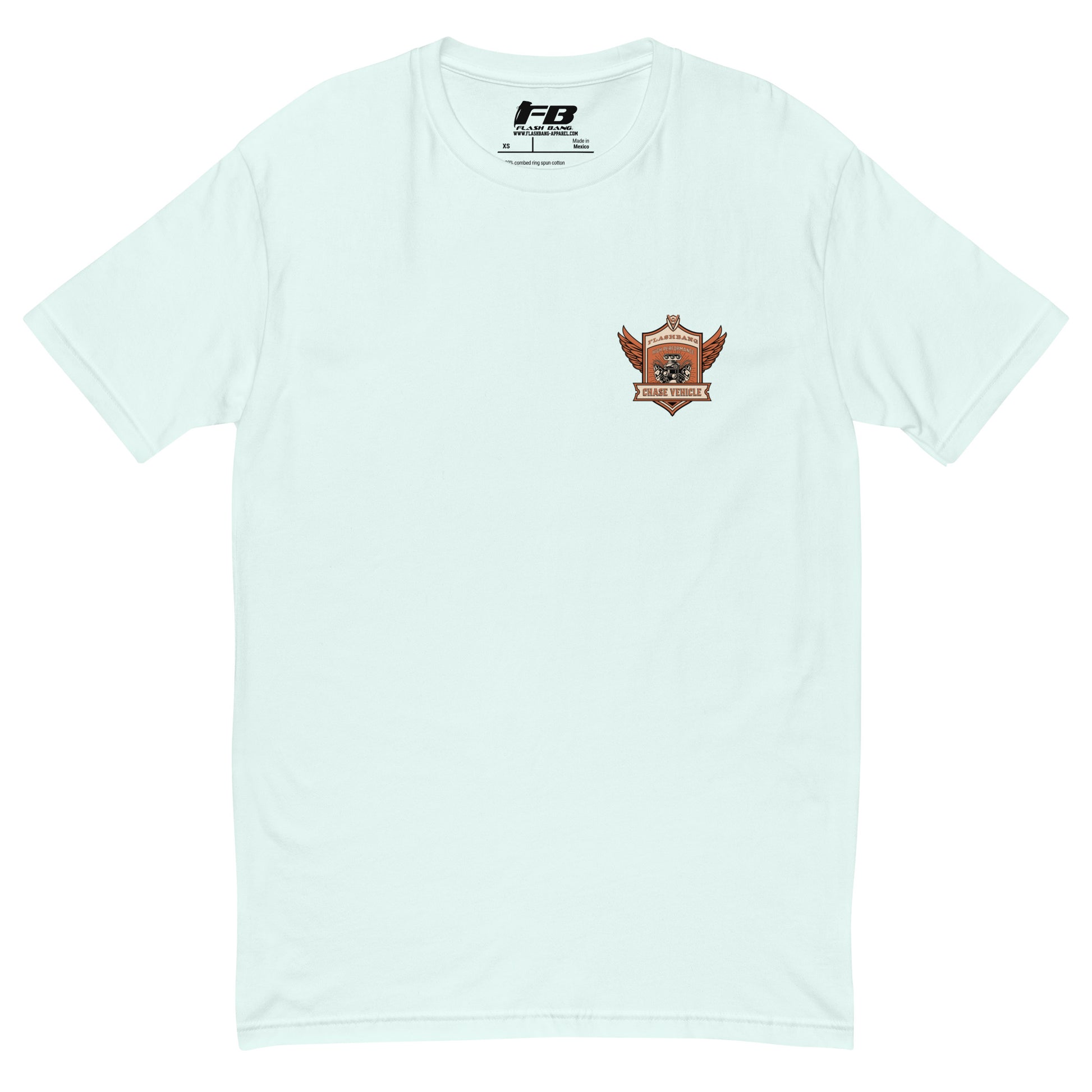 Chase Vehicle T-shirt, police graphic tee designed for men with pride and purpose - Front View -  Light Blue with Chase Vehicle Logo