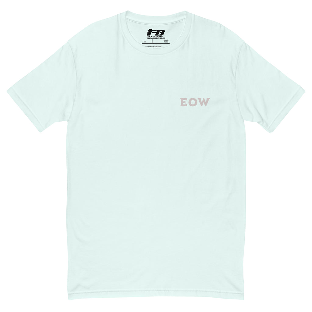 End of Watch T-shirt with palm tree design and summer beach vibes - Front View - Light Blue with EOW Text