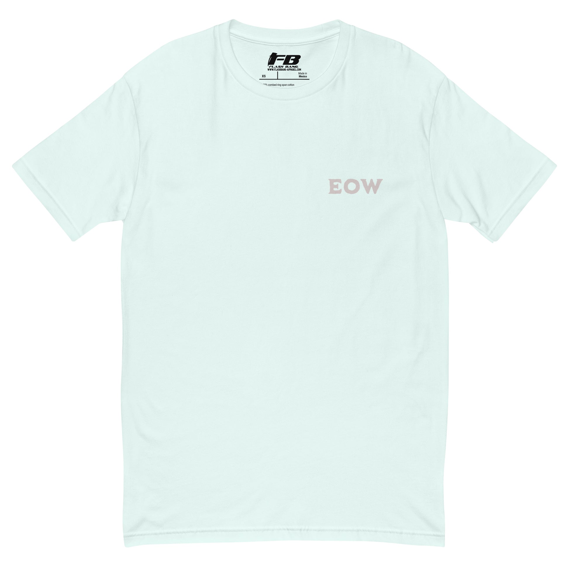 End of Watch T-shirt with palm tree design and summer beach vibes - Front View - Light Blue with EOW Text