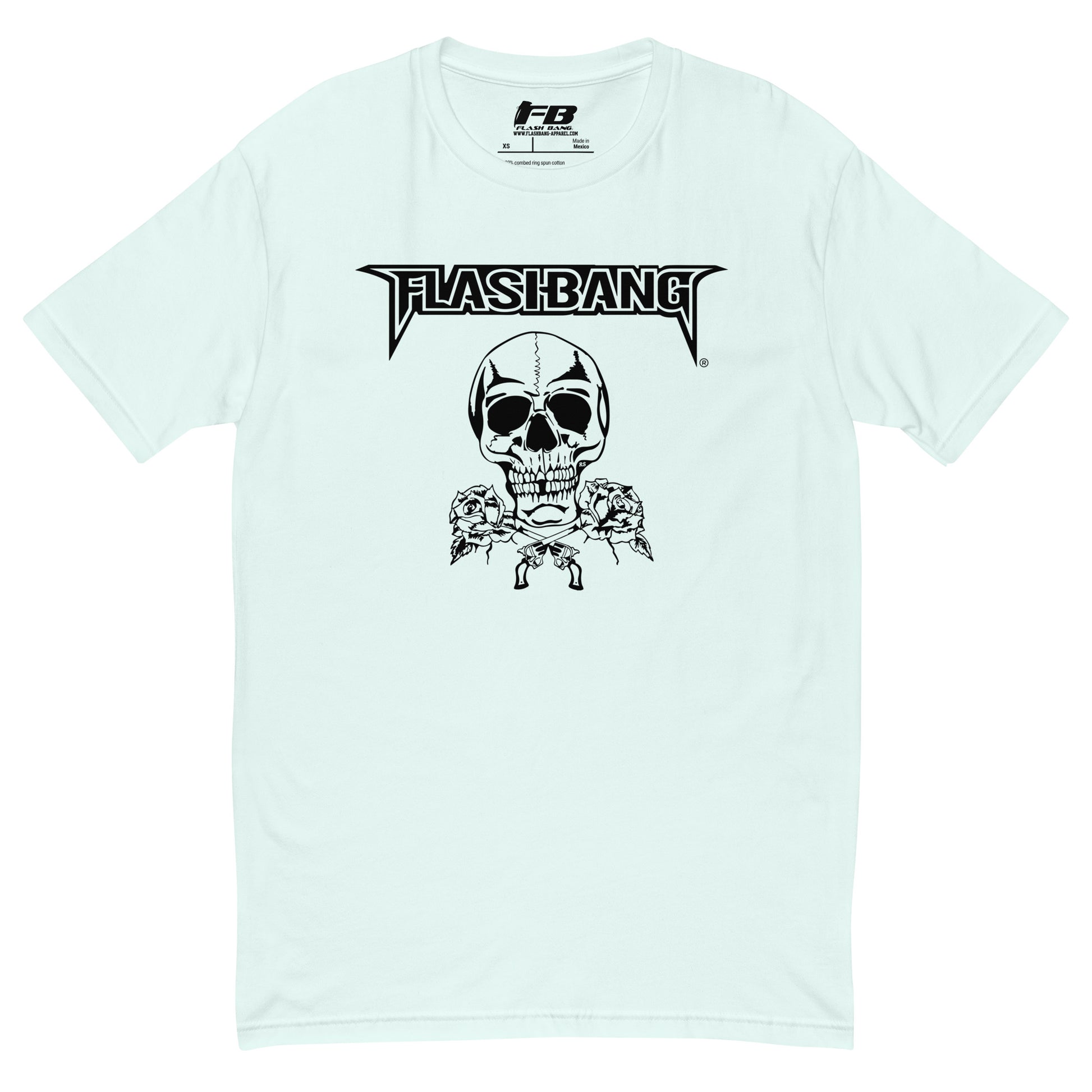 Skull and Roses RS Lite T-shirt featuring bold skull graphic with roses - Front View - Light Blue