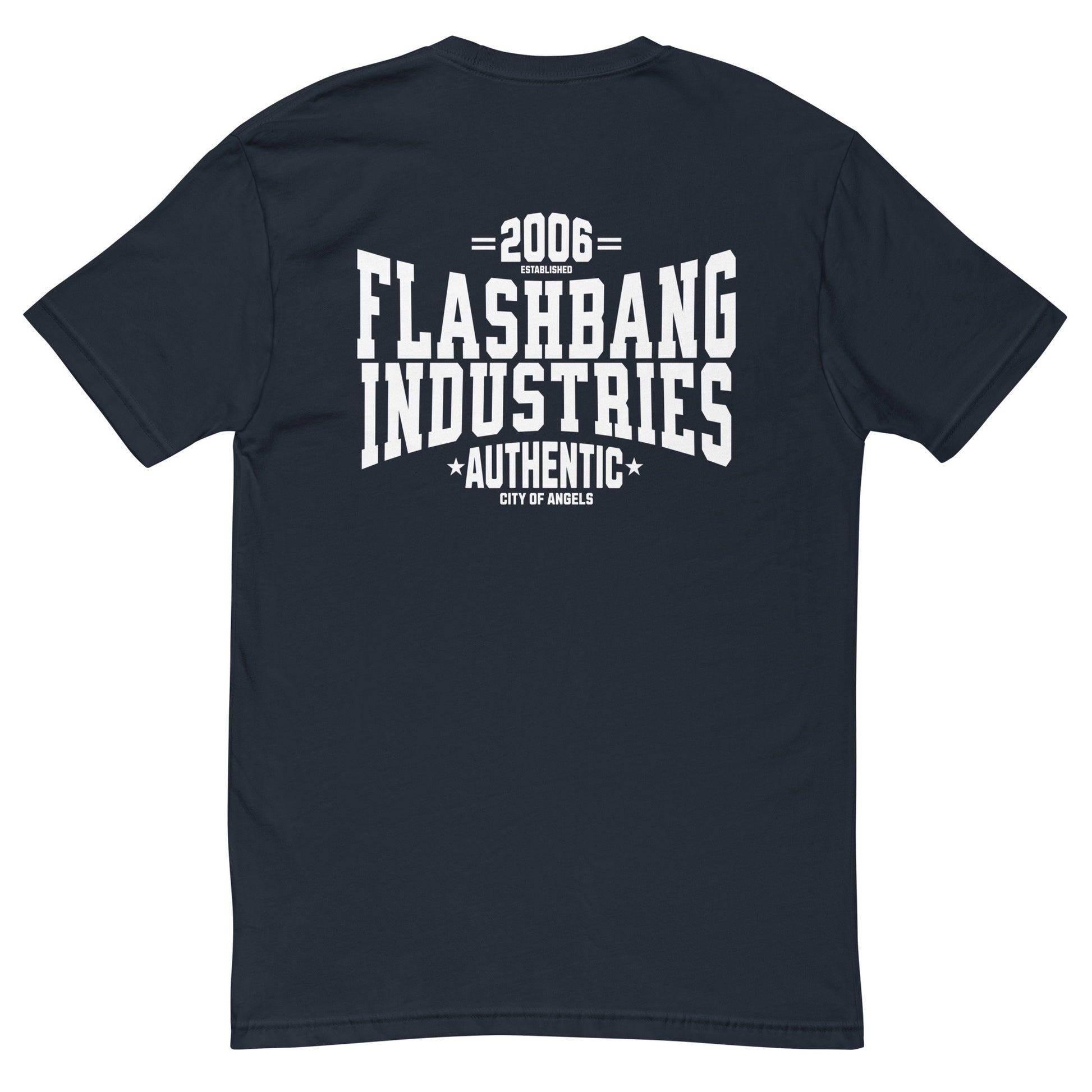Authentic White T-shirt with bold letter print, designed for comfort and durability, perfect for those who love authentic graphic shirts - Back View - Midnight Navy