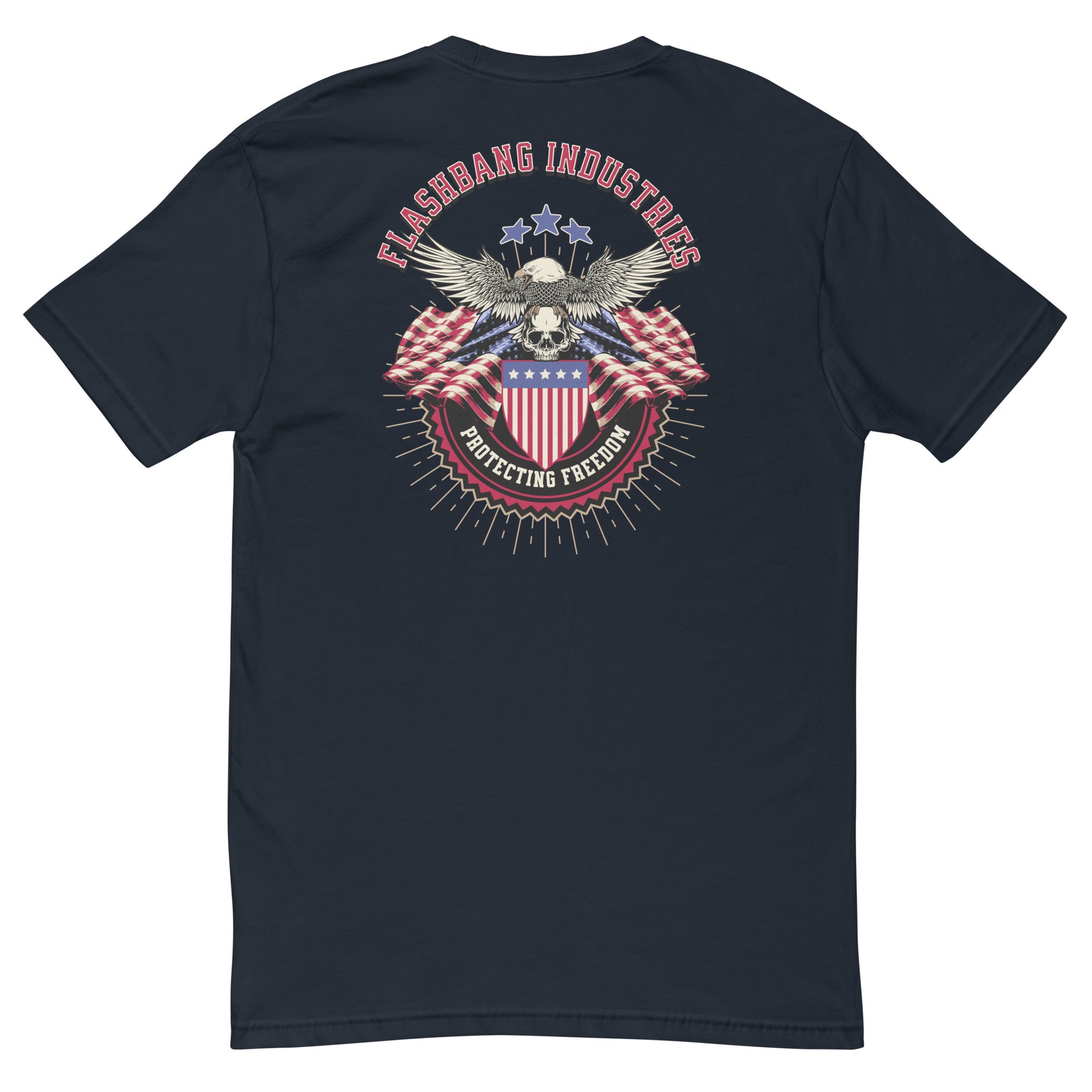Freedom T-shirt – USA Flag Design for Men – Patriotic Shirt for Veterans - Back View - Midnight Navy