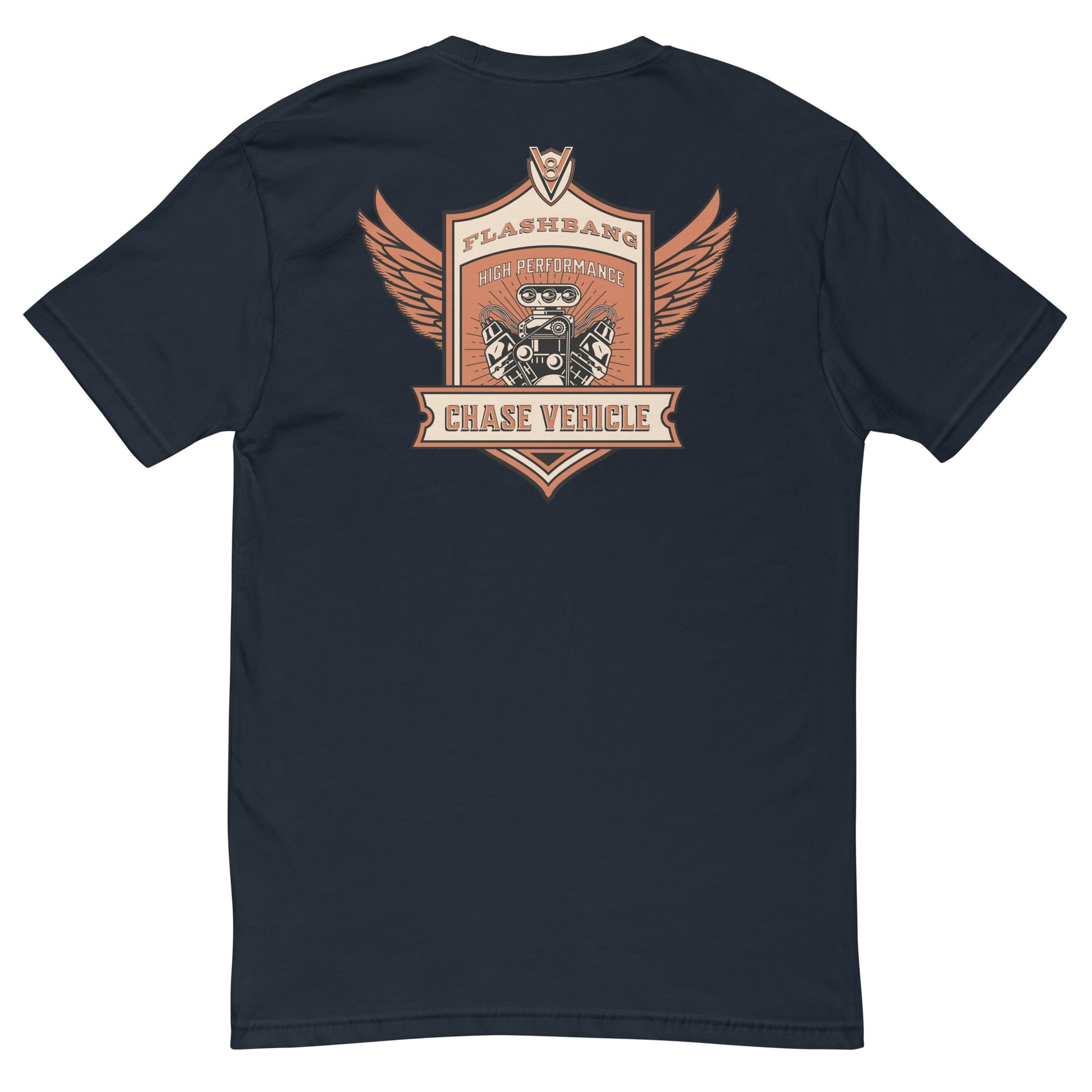 Chase Vehicle T-shirt, police graphic tee designed for men with pride and purpose - Back View - Midnight Navy