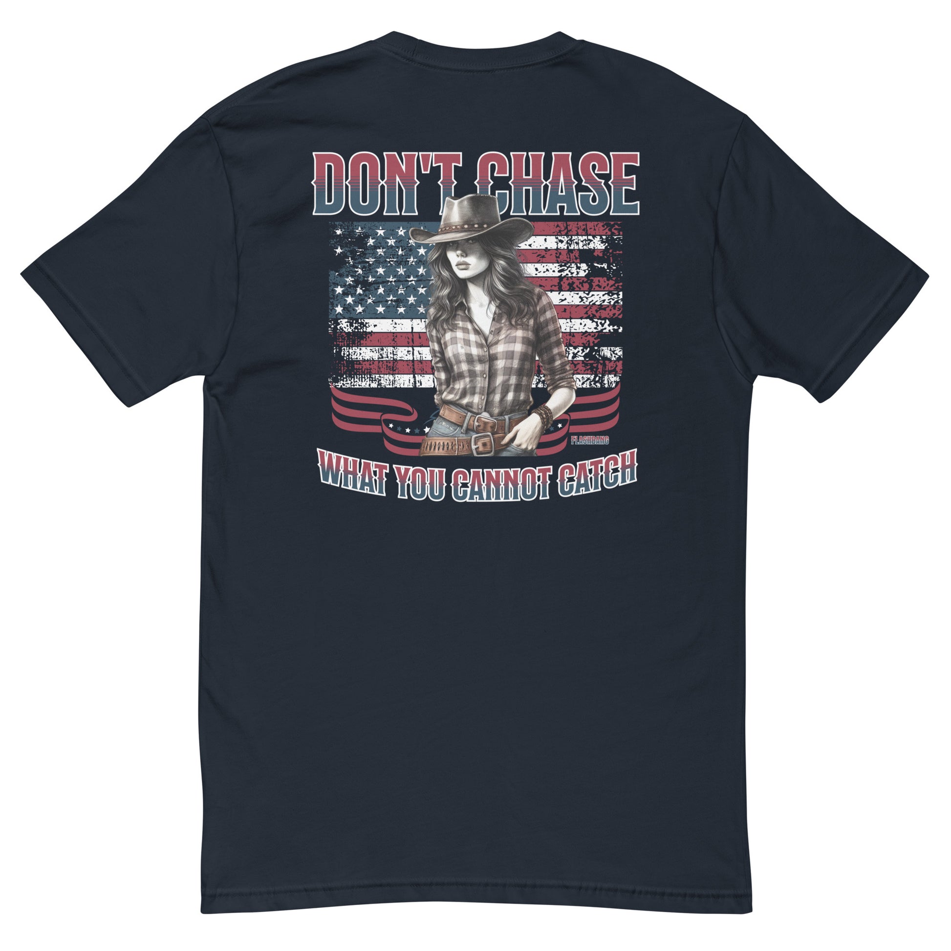 Don't Chase T-shirt – Cowgirl Western shirt for men, ideal for rodeo and Western fashion fans - Back View- Midnight Navy