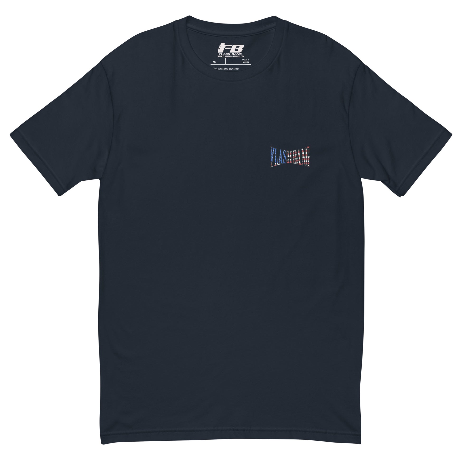 Boots On The Ground T-shirt for men – Inspired by patriot military style and pairs great with USA flag cowboy boots - Front View - Midnight Navy with Flashbang Text
