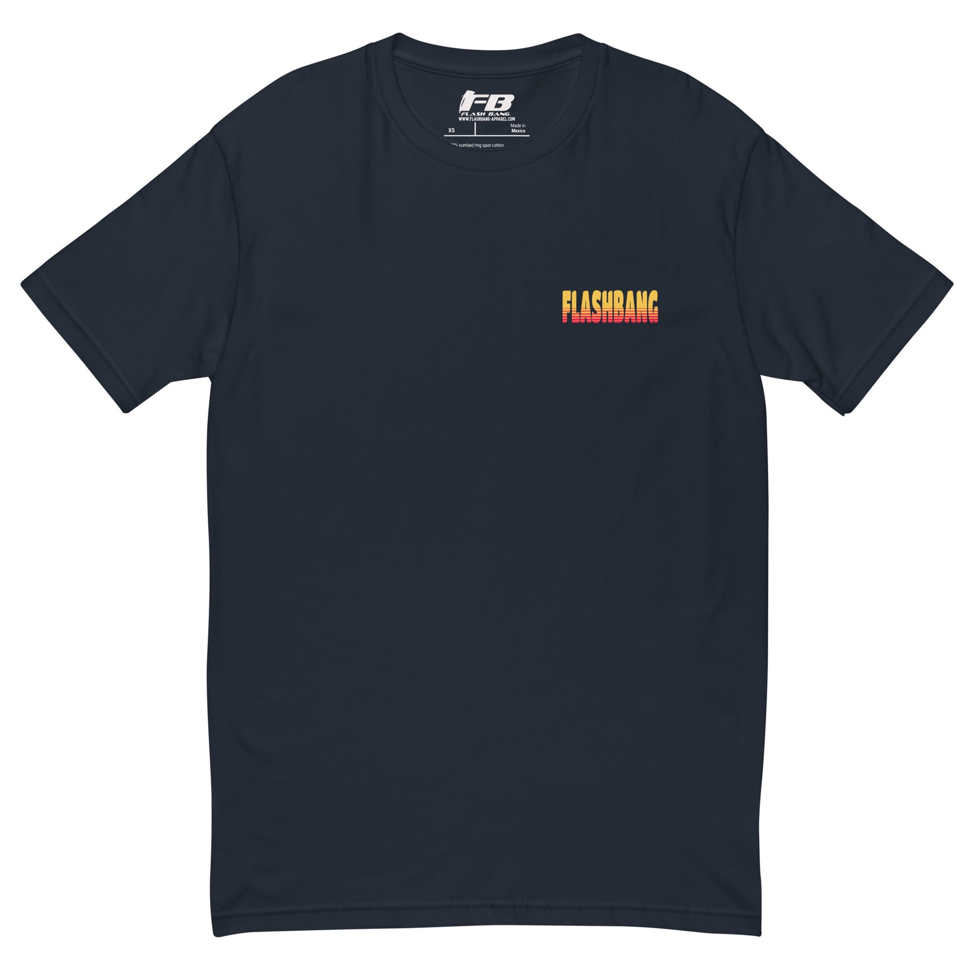 Banditos T-shirt – Skull Design for Men – Patriotic Style - Front View - Midnight Navy with Flashbang Text