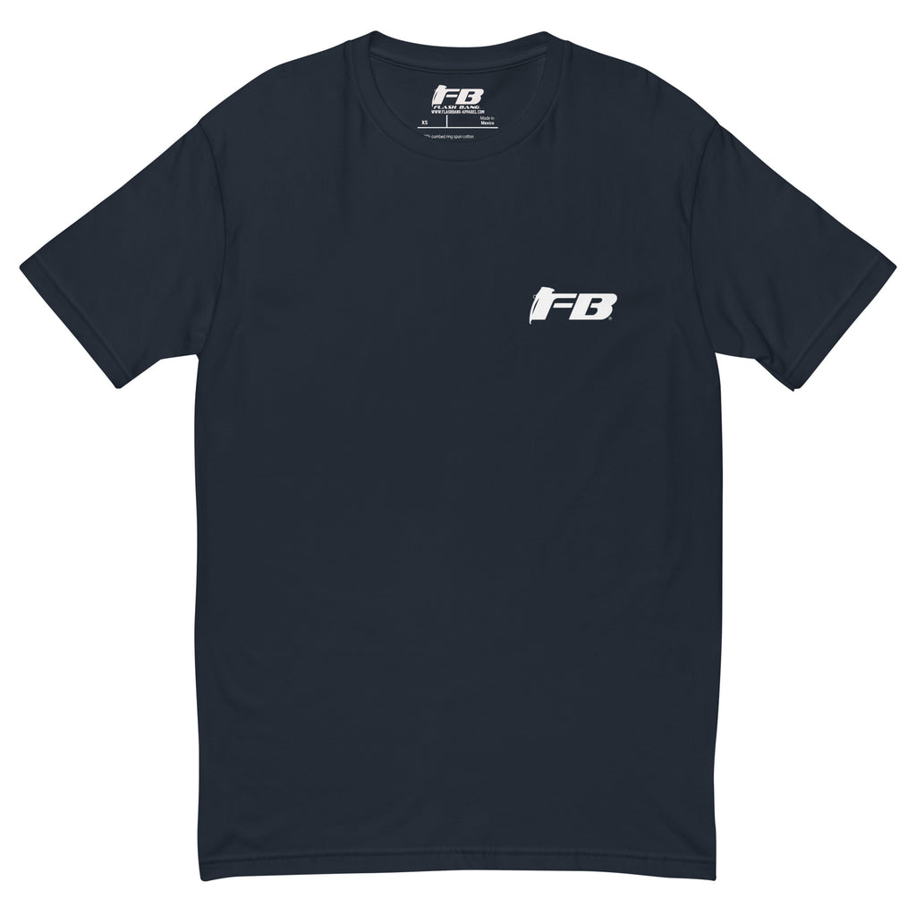 Cop Boxing T-shirt with police graphic design, perfect for men who want a bold and durable cop tee with boxing theme - Front  View - Midnight Navy with Flashbang Text