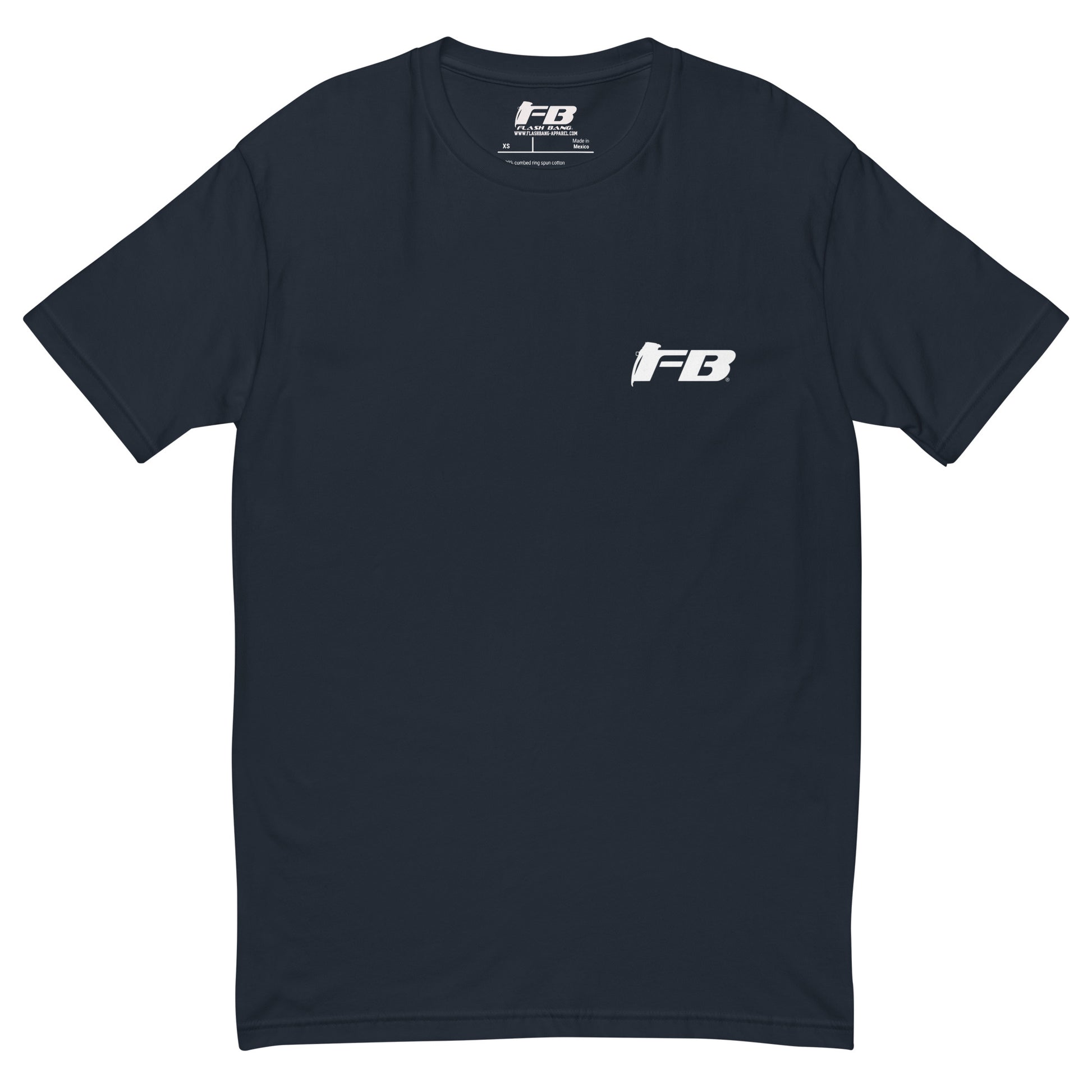 Cop Boxing T-shirt with police graphic design, perfect for men who want a bold and durable cop tee with boxing theme - Front  View - Midnight Navy with Flashbang Text