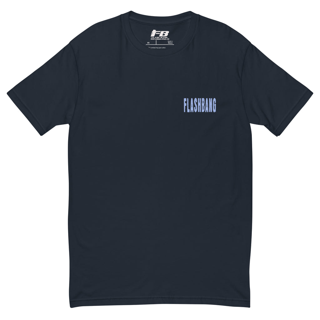 Beast Mode T-shirt with a gorilla graphic, designed as a fitness motivation shirt for gym-goers and muscle tee lovers - Front View - Midnight Navy with Flashbang Text