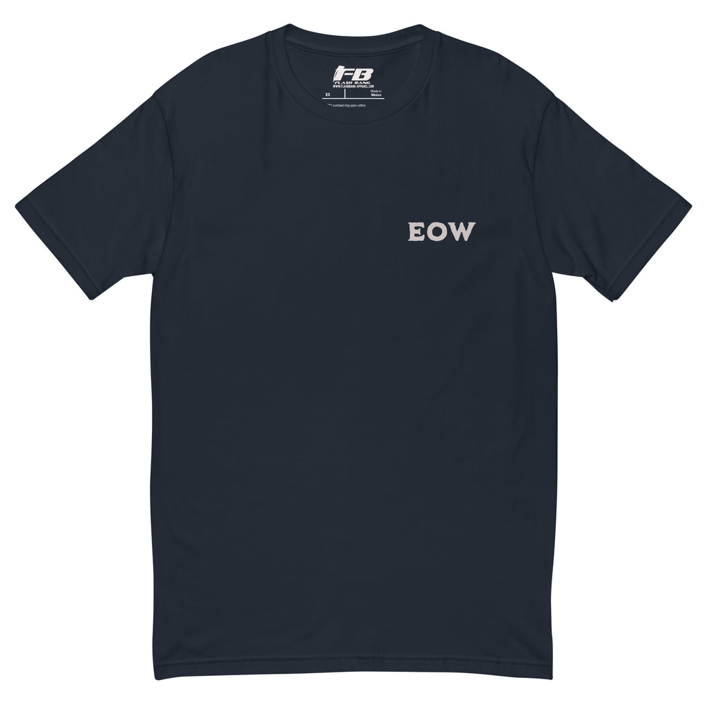 End of Watch T-shirt with palm tree design and summer beach vibes - Back View - Midnight Navy with EOW Text