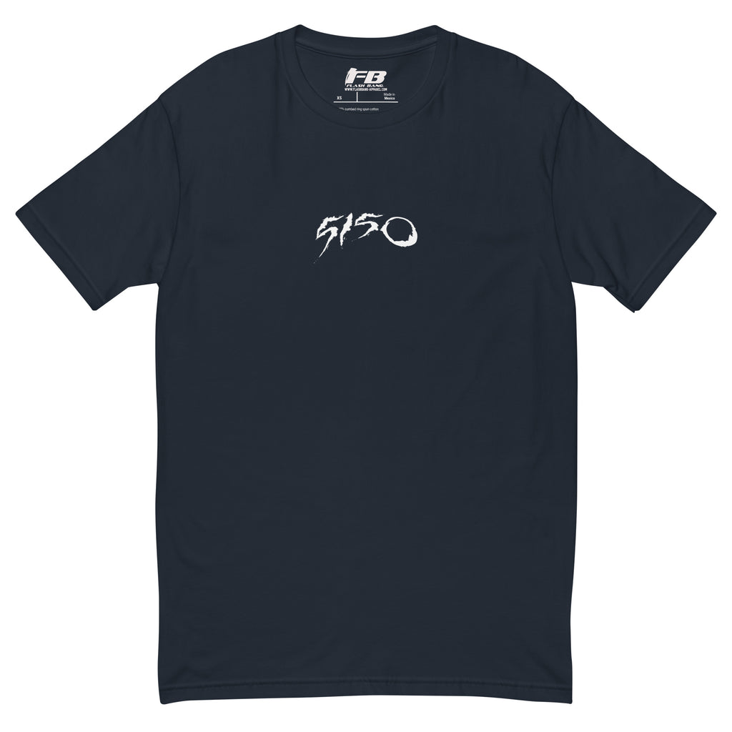 Funny World 5150 T-shirt honoring mental health awareness - Front View - Midnight Navy with 5150 Text