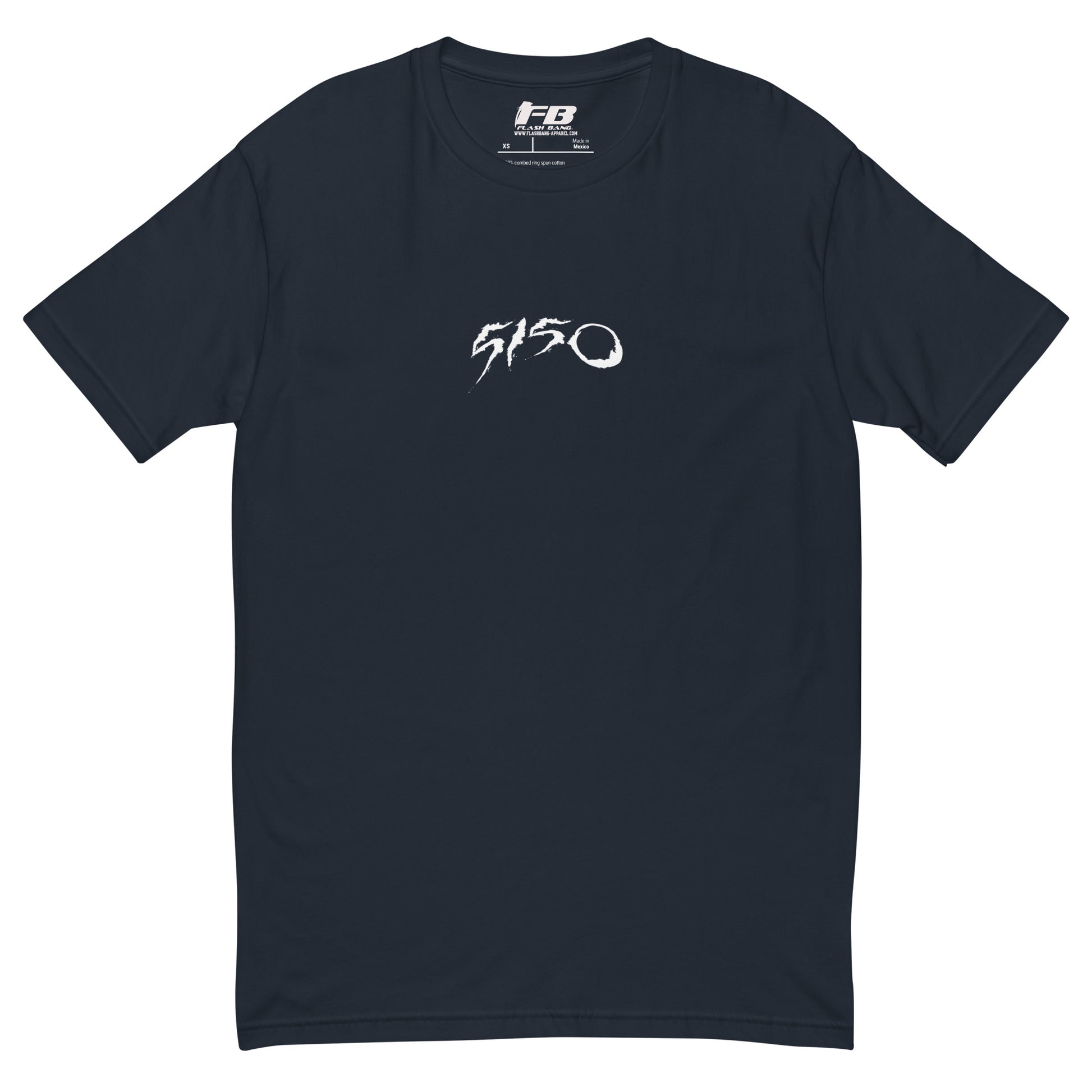 Funny World 5150 T-shirt honoring mental health awareness - Front View - Midnight Navy with 5150 Text