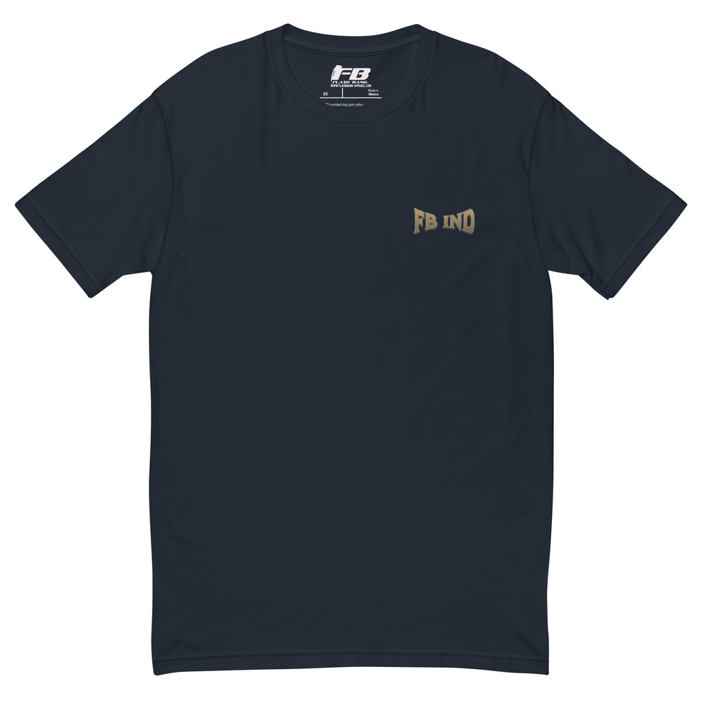 Trust No One T-shirt with bold graphic design featuring a snake and handshake - Front View - Midnight Navy - Flashbang Logo