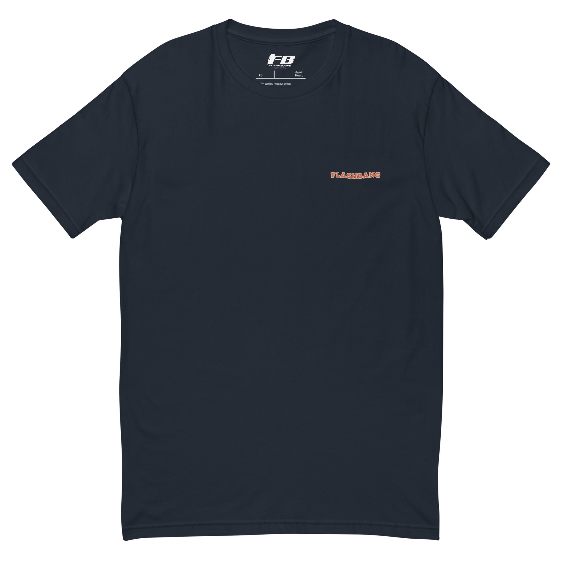Wake Up Call T-shirt with bold cowboy-inspired western graphic design, rugged western style shirt for men - Back View - Midnight Navy with Flashbang Text