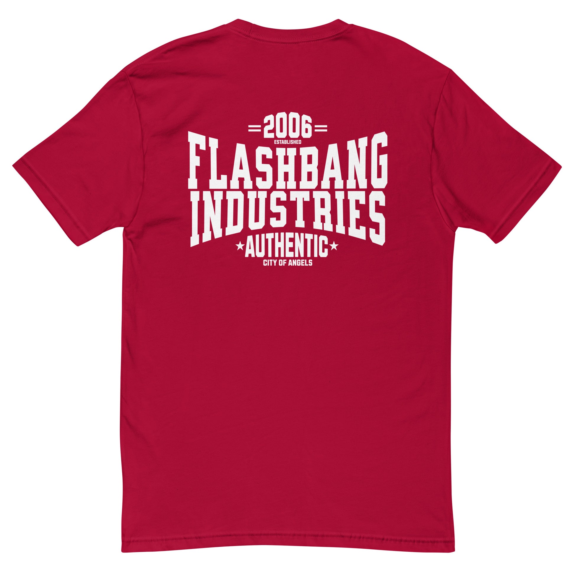 Authentic White T-shirt with bold letter print, designed for comfort and durability, perfect for those who love authentic graphic shirts - Back View - Red