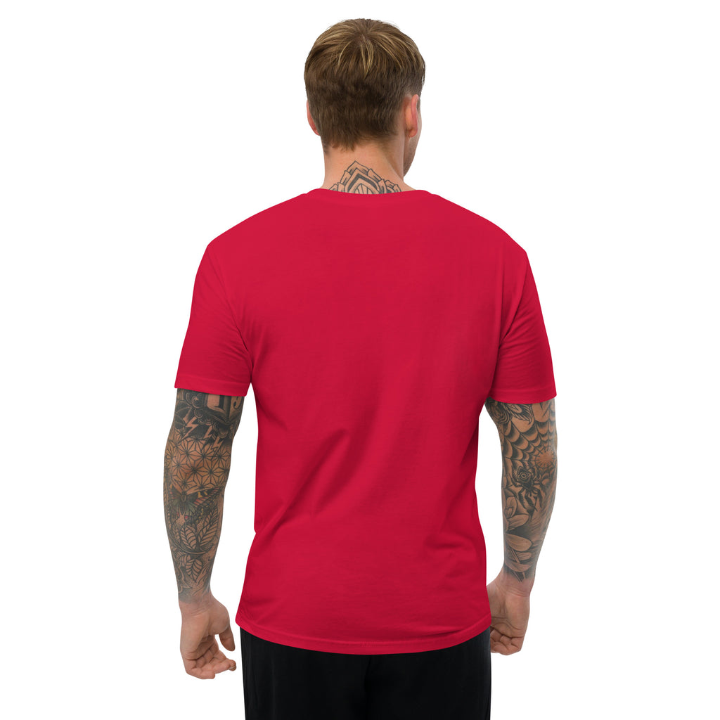 No Rat T-shirt with funny police quote and short one-liner, great for law enforcement humor and loyalty-themed apparel - Back View - Red - Model Guy