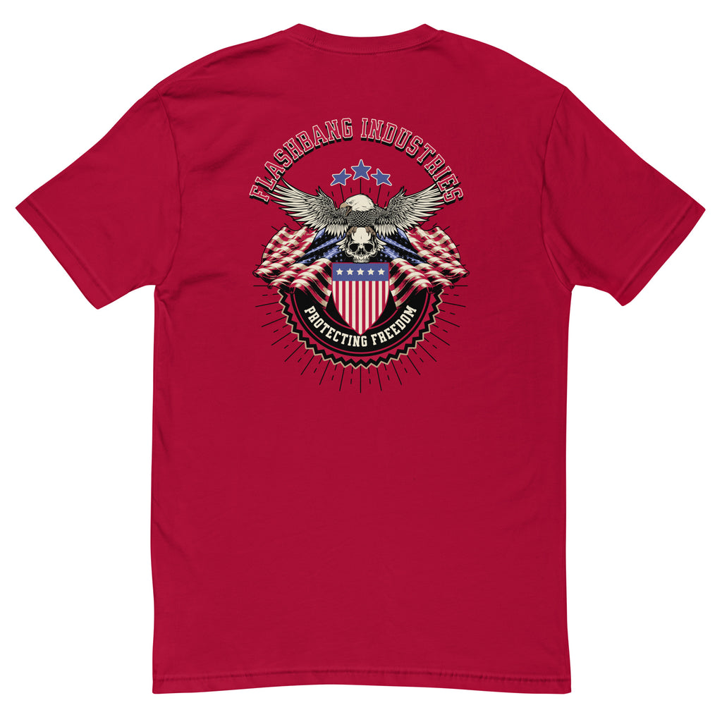 Freedom Lite T-shirt - USA Flag Design with Patriotic Quote - Back View -  Red