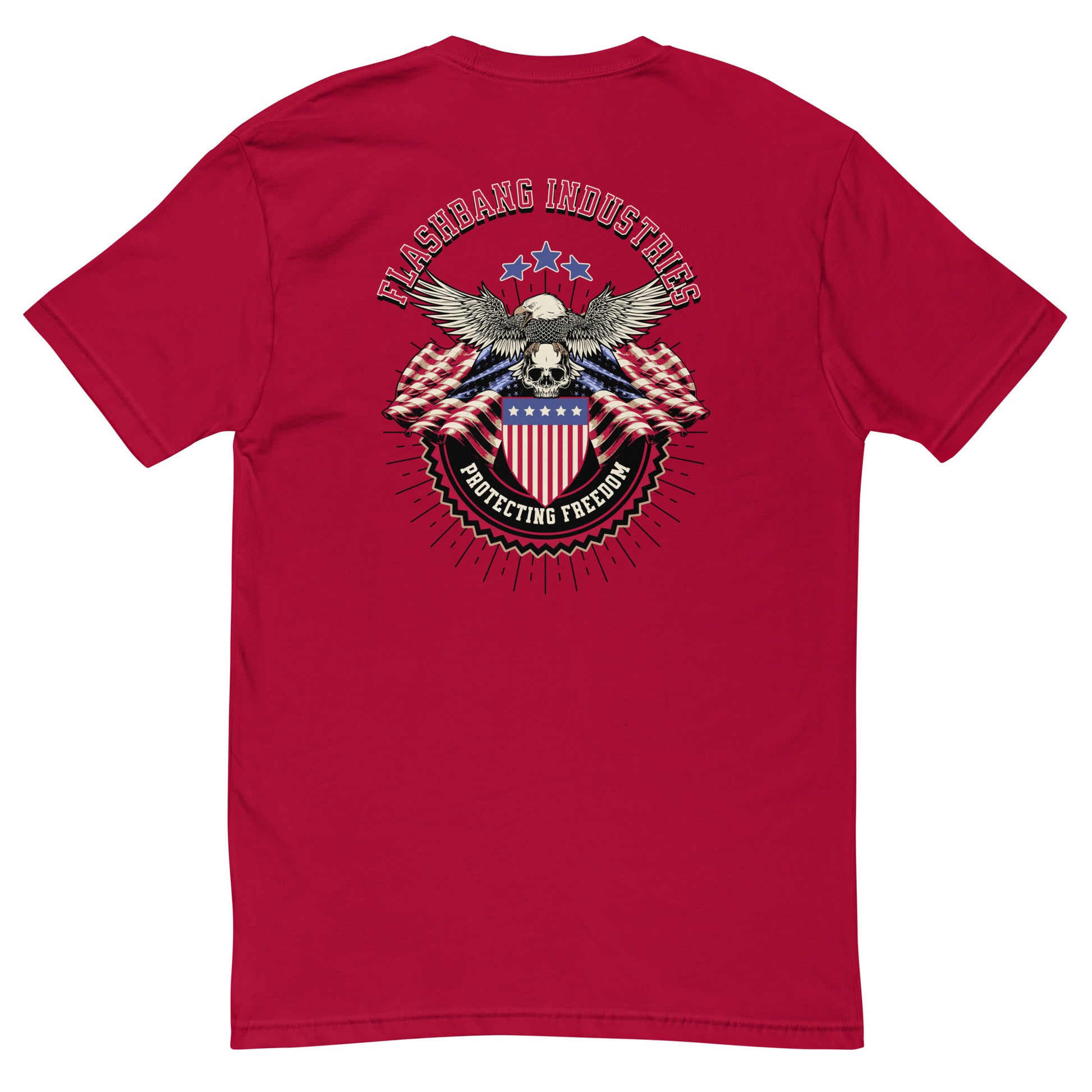 Freedom Lite T-shirt - USA Flag Design with Patriotic Quote - Back View -  Red