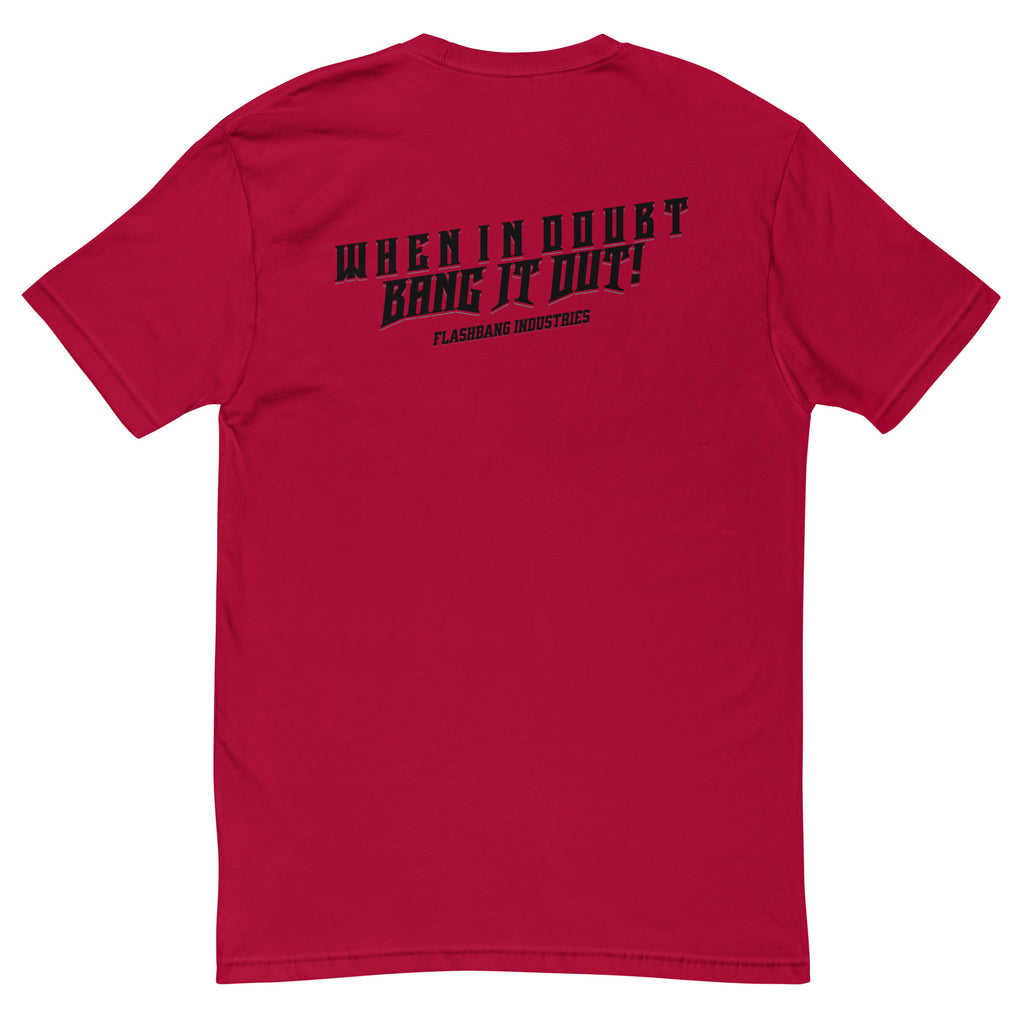 When In Doubt Lite T-shirt – Funny Military Quote Design – Back View - Red