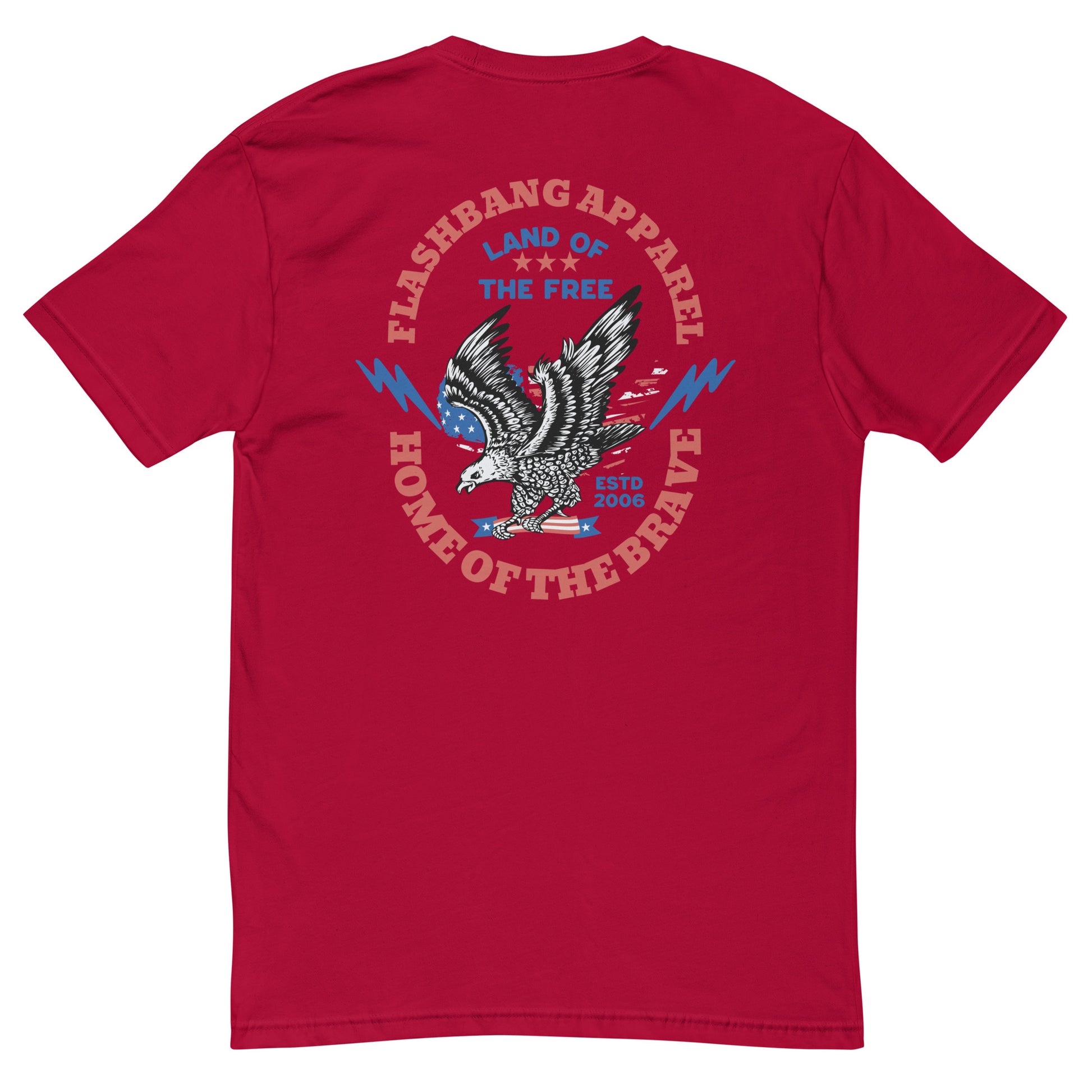 Home of the Brave T-shirt with an eagle  - Back View - Red