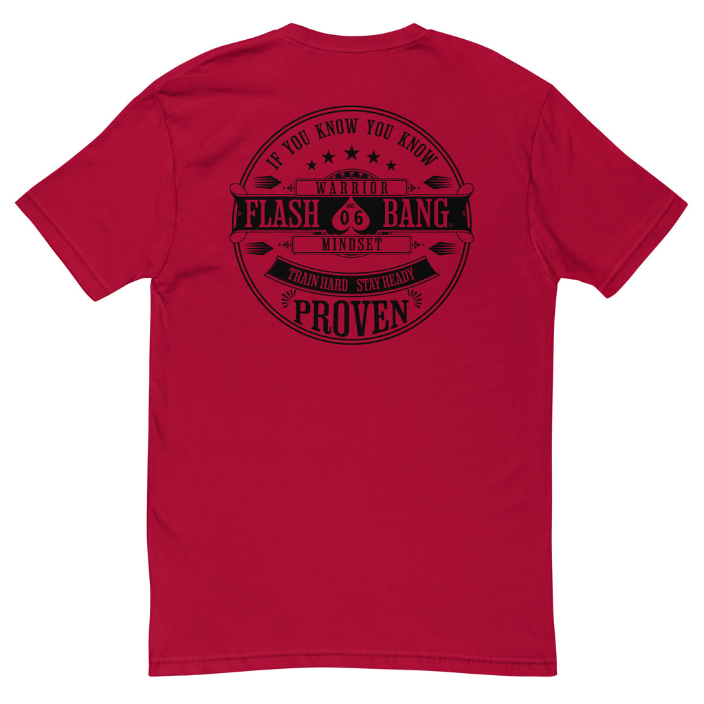 Train Hard Stay Ready Lite T-shirt featuring motivational shirt graphic design with train hard quotes - Back View - Red
