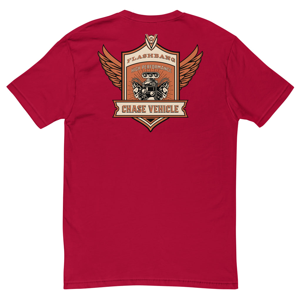 Chase Vehicle Lite T-shirt, police-inspired design symbolizing duty and pride - Back View -  Red