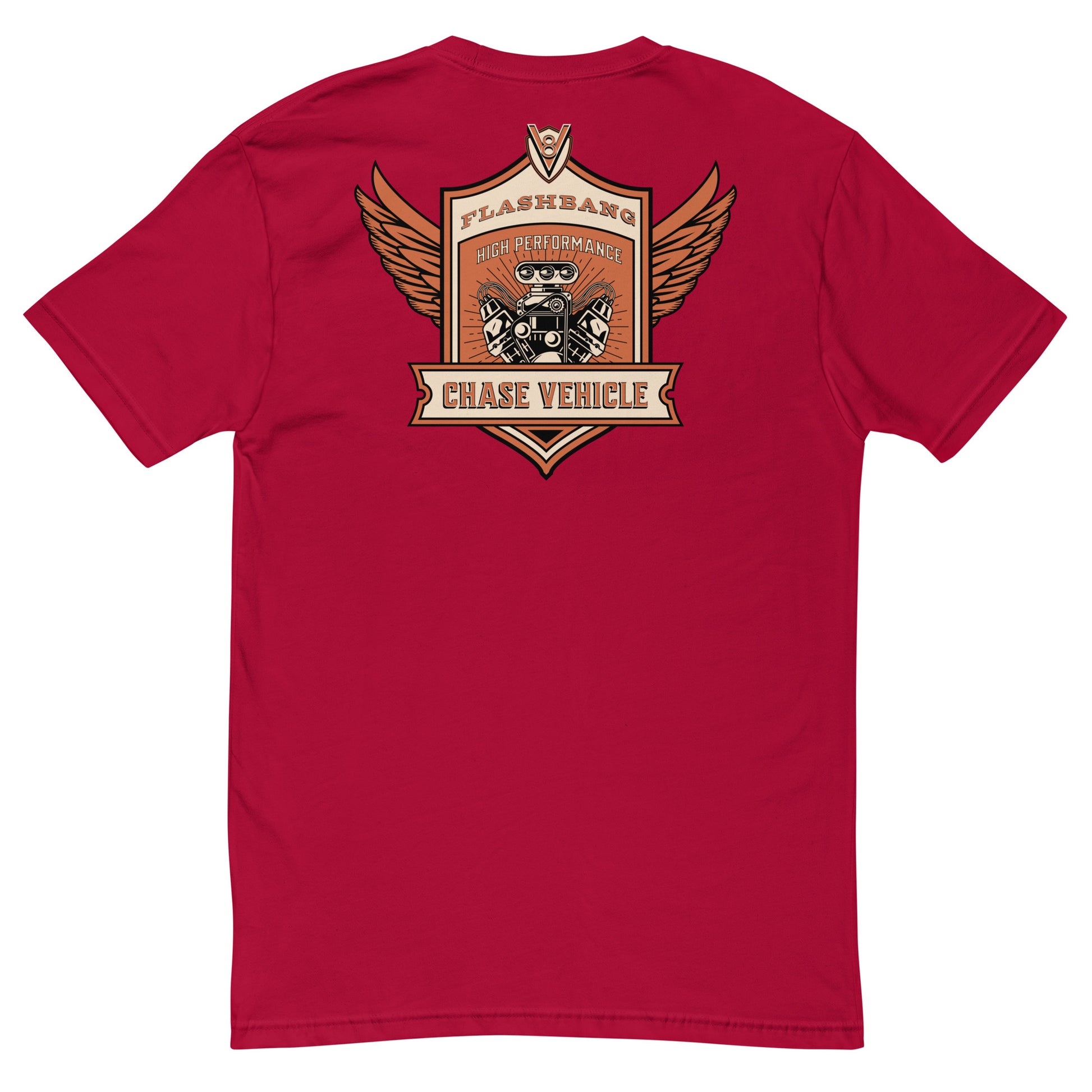 Chase Vehicle Lite T-shirt, police-inspired design symbolizing duty and pride - Back View -  Red